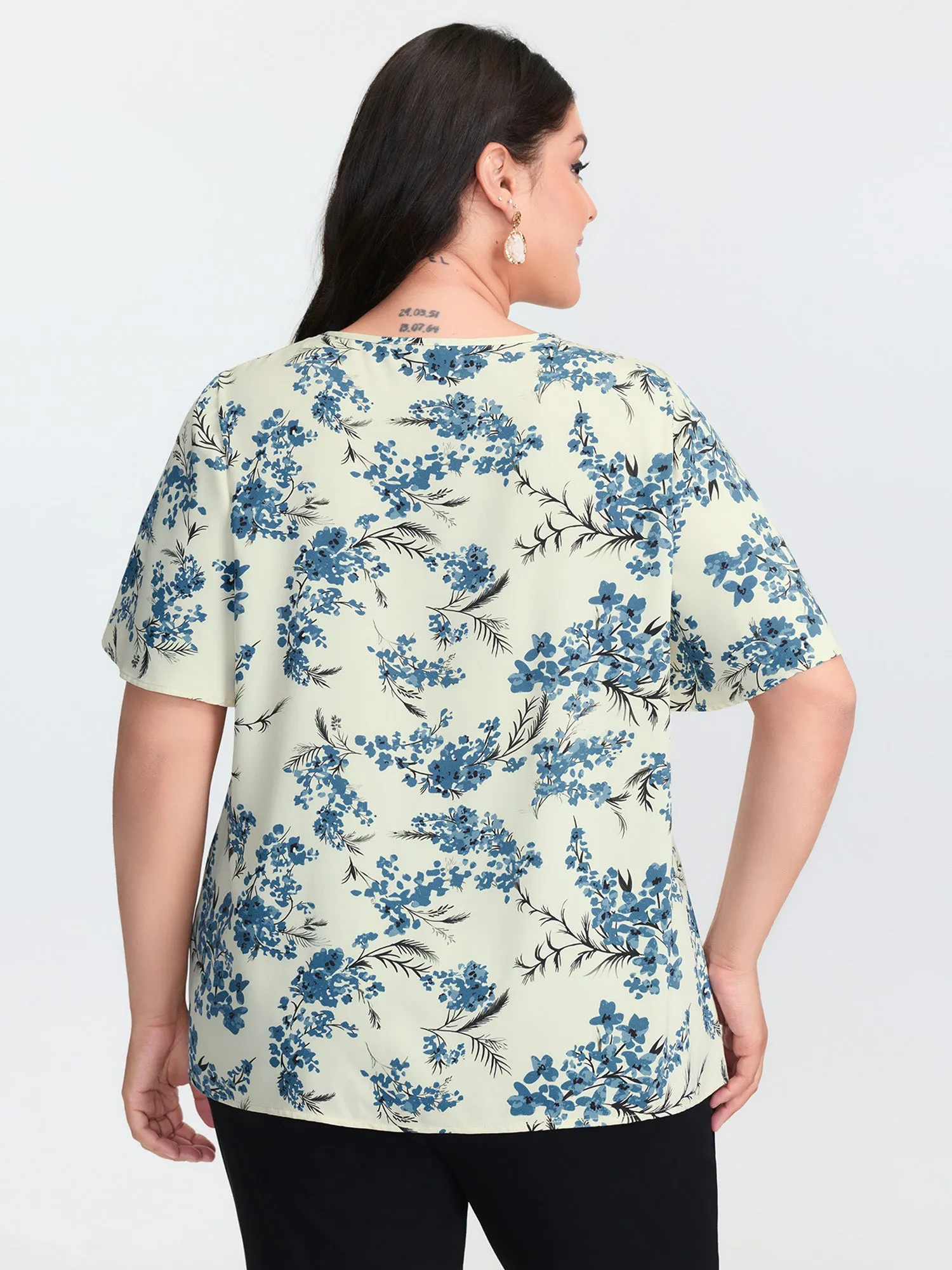 Floral Print Cut-Out Neckline Blouse sold by Bloomchic product image thumbnail 4