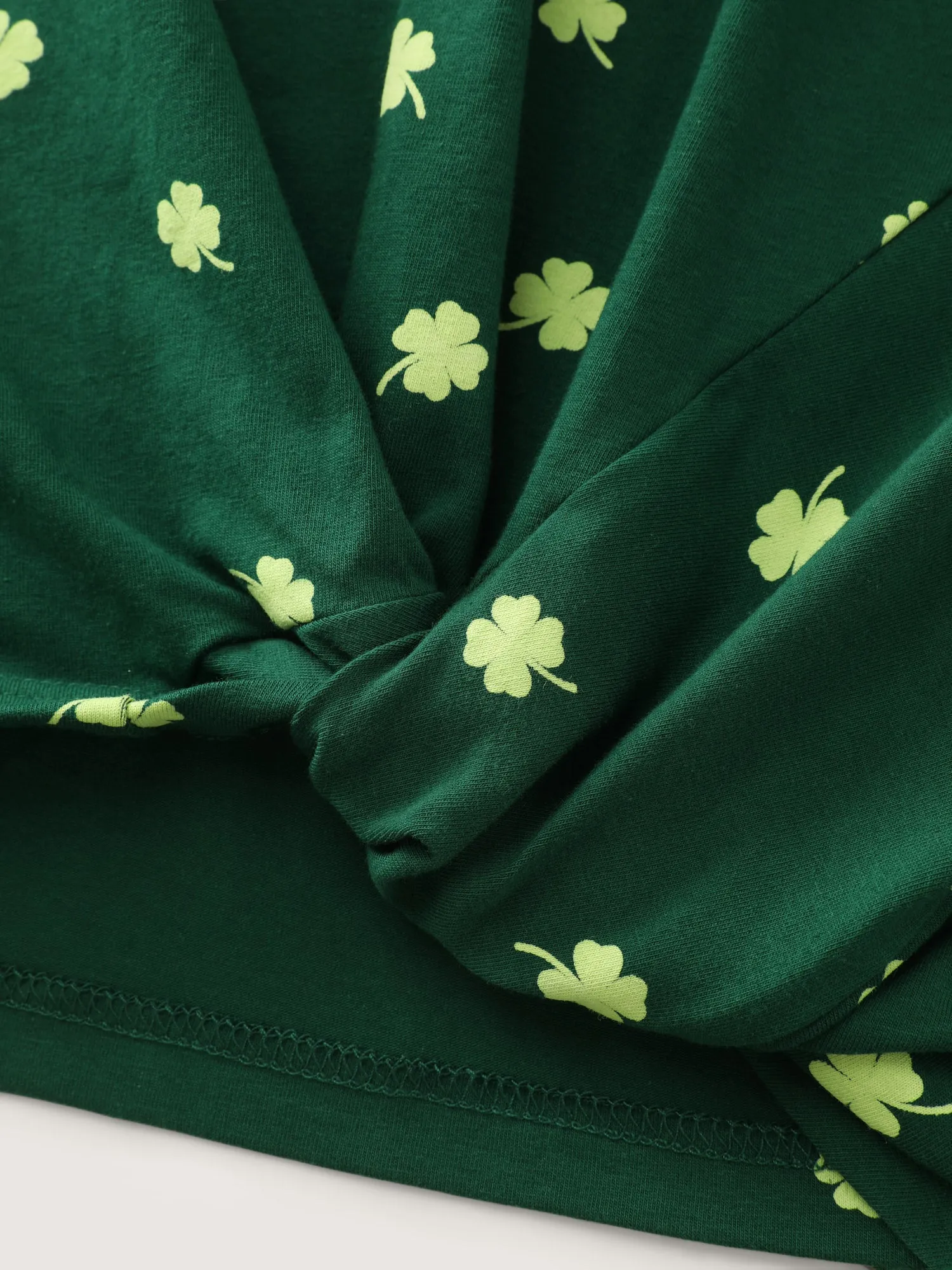 Four Leaf Clover Print Knotted Side T-Shirt sold by Bloomchic product image thumbnail 5