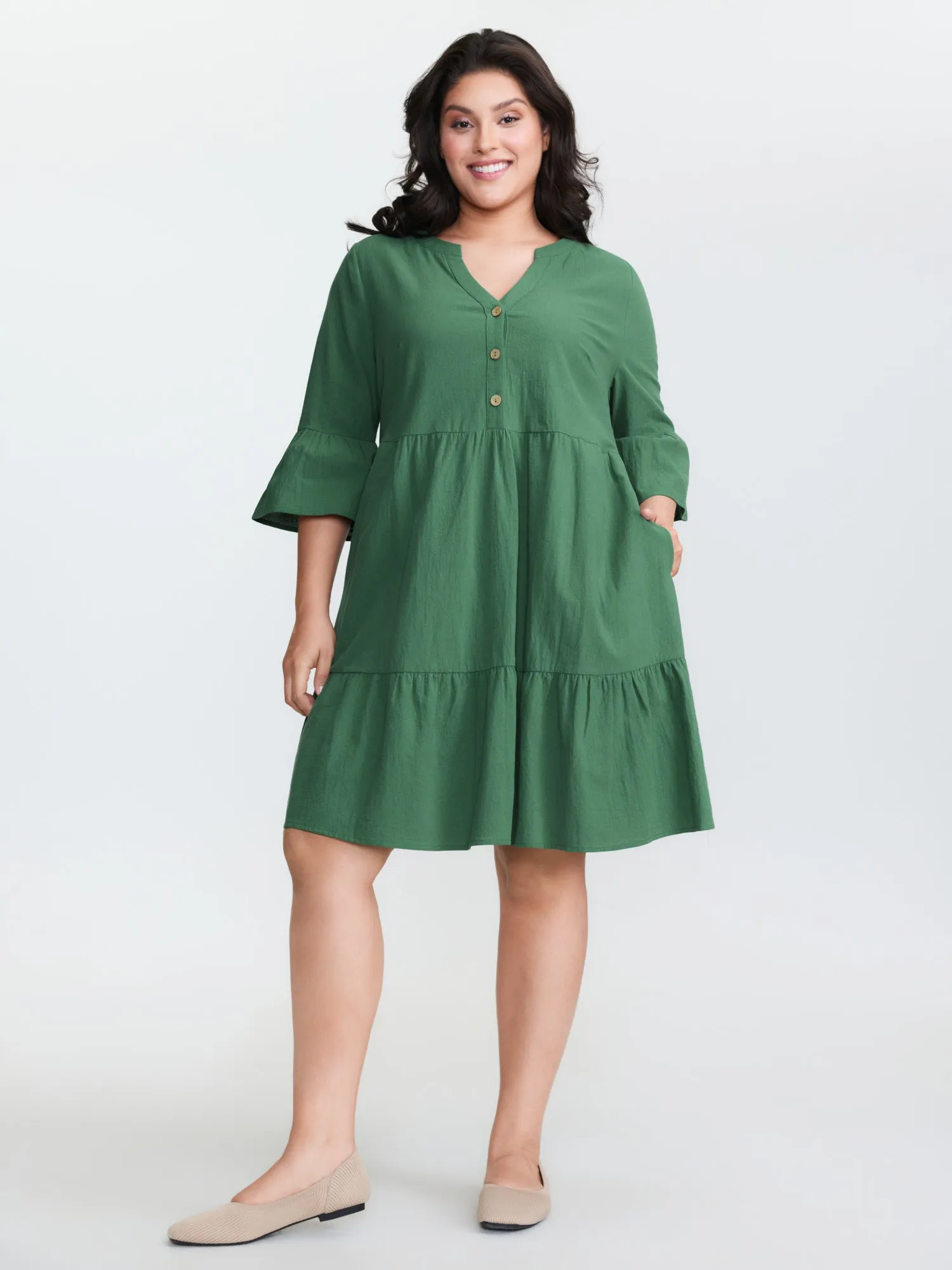 Pure Cotton Tiered Mini Dress sold by Bloomchic