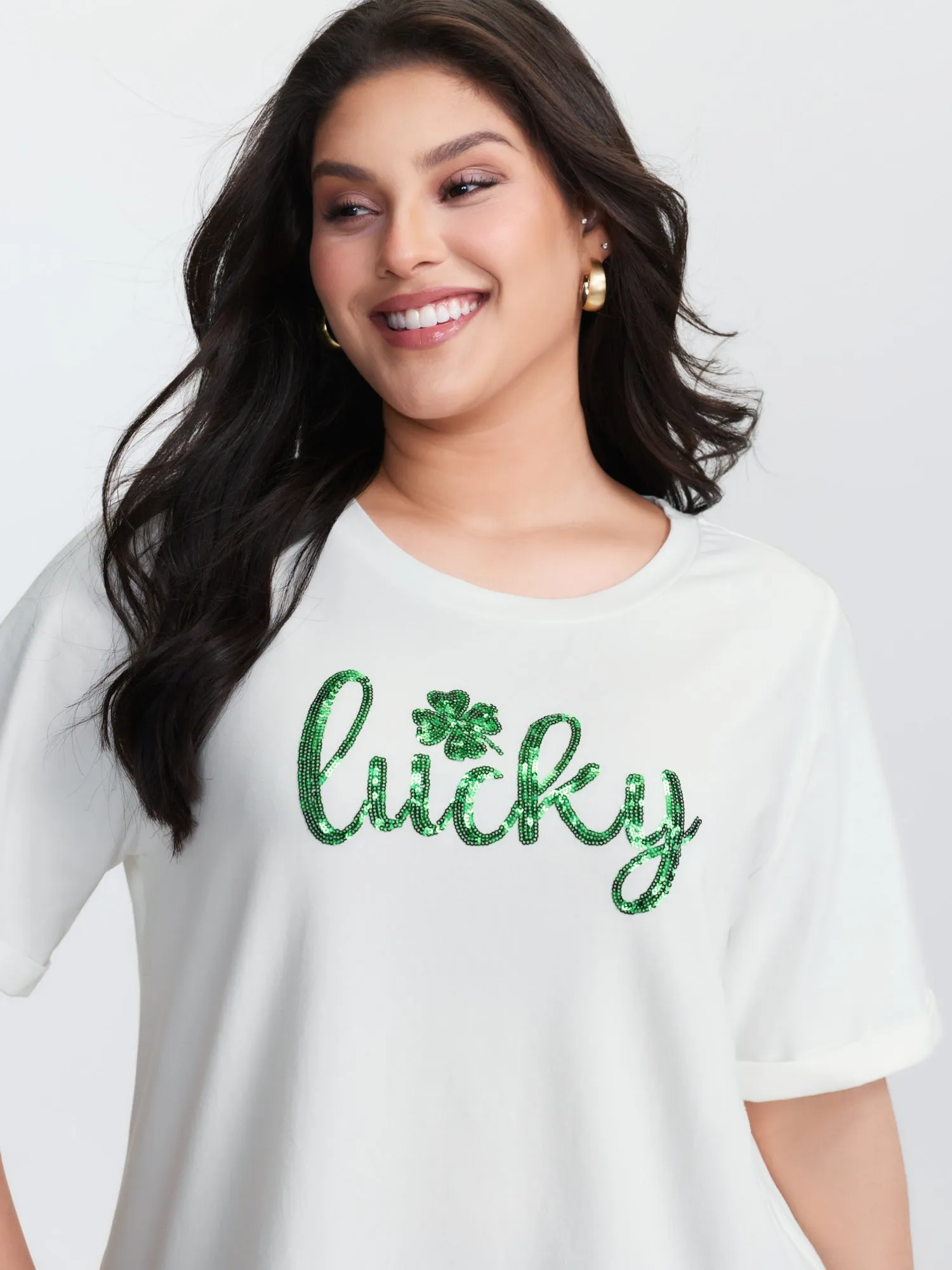 Cotton Embroidered Lucky Pattern T-Shirt sold by Bloomchic product image thumbnail 2