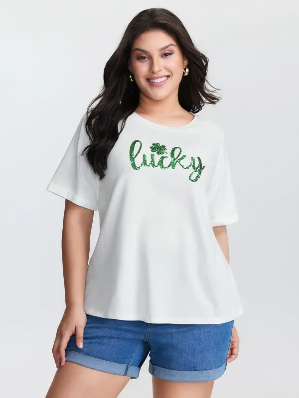 Cotton Embroidered Lucky Pattern T-Shirt made by Bloomchic