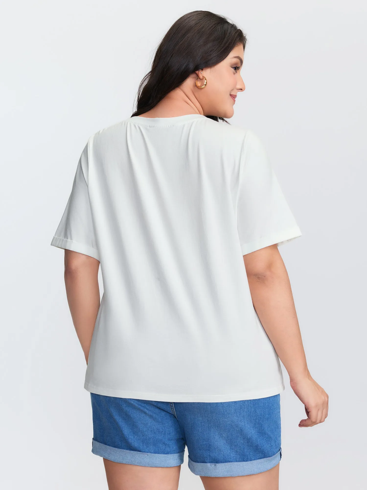 Cotton Embroidered Lucky Pattern T-Shirt sold by Bloomchic product image thumbnail 4