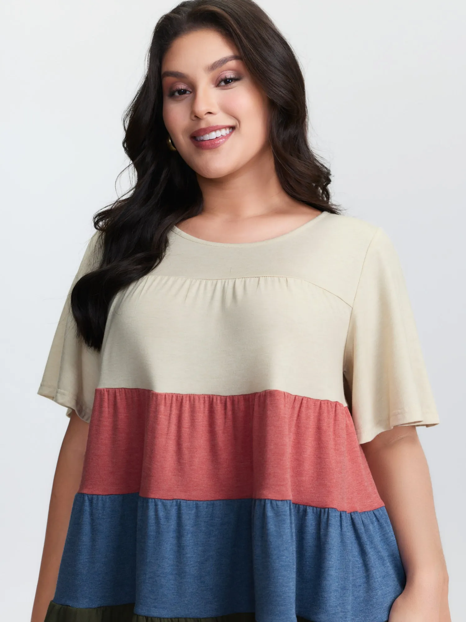 Supersoft Colorful Stripes A-Line Knit Top sold by Bloomchic product image thumbnail 2