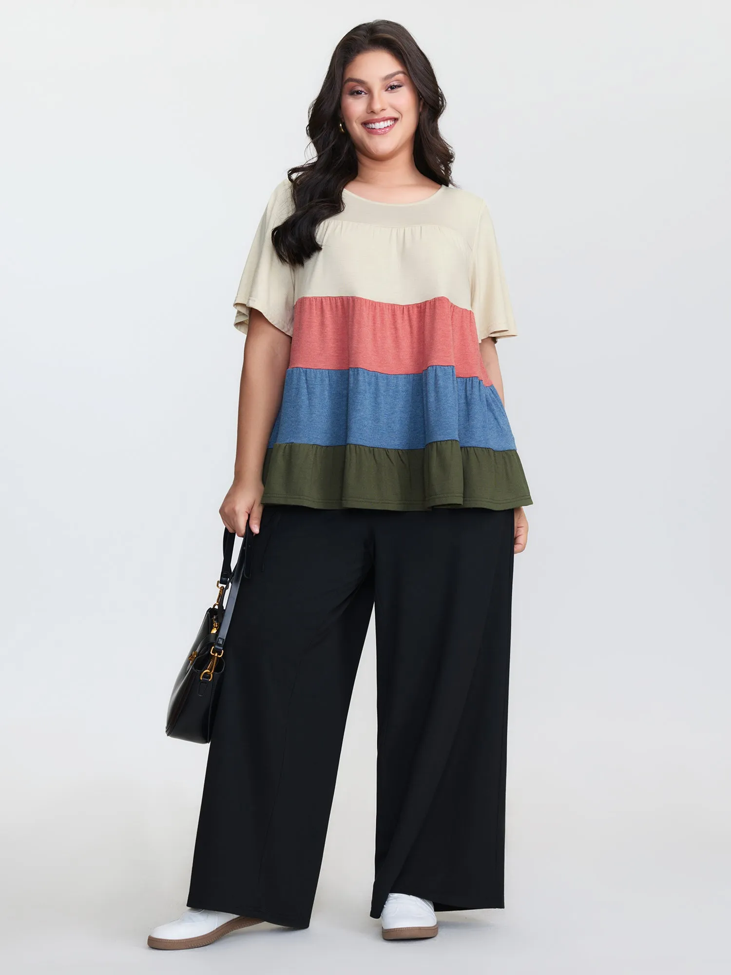 Supersoft Colorful Stripes A-Line Knit Top sold by Bloomchic product image thumbnail 3