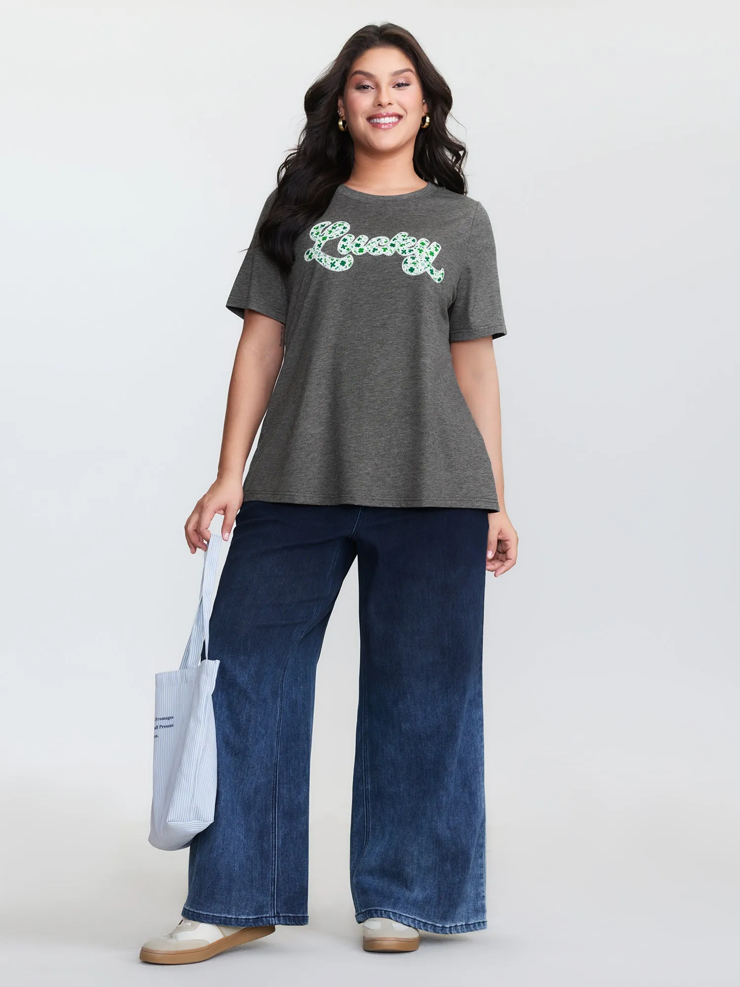 Supersoft Embroidered Patchwork Round Neck T-Shirt sold by Bloomchic product image thumbnail 3