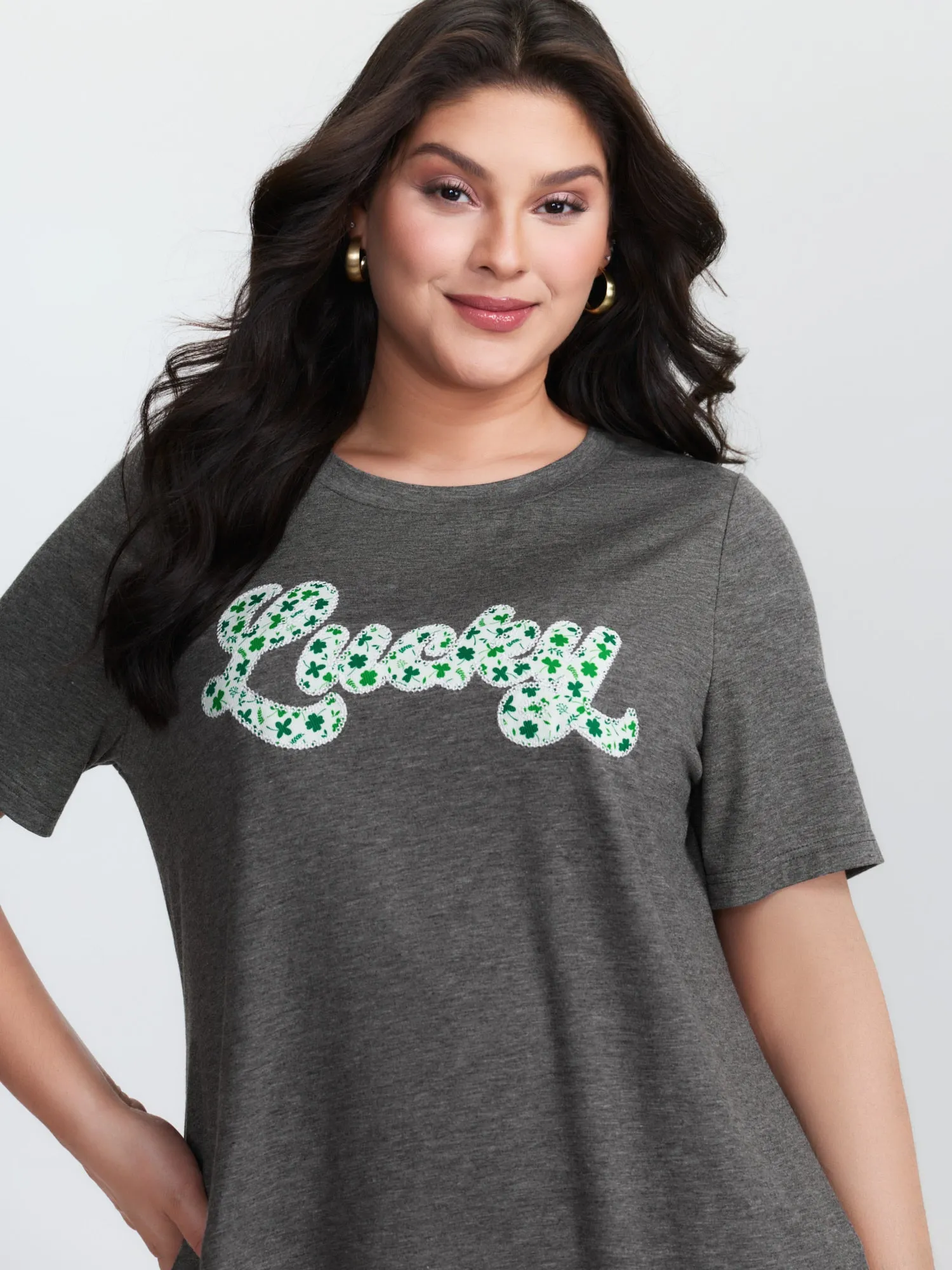 Supersoft Embroidered Patchwork Round Neck T-Shirt sold by Bloomchic product image thumbnail 2