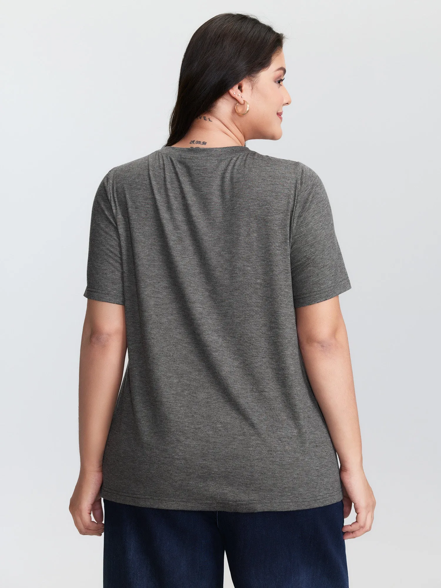 Supersoft Embroidered Patchwork Round Neck T-Shirt sold by Bloomchic product image thumbnail 4