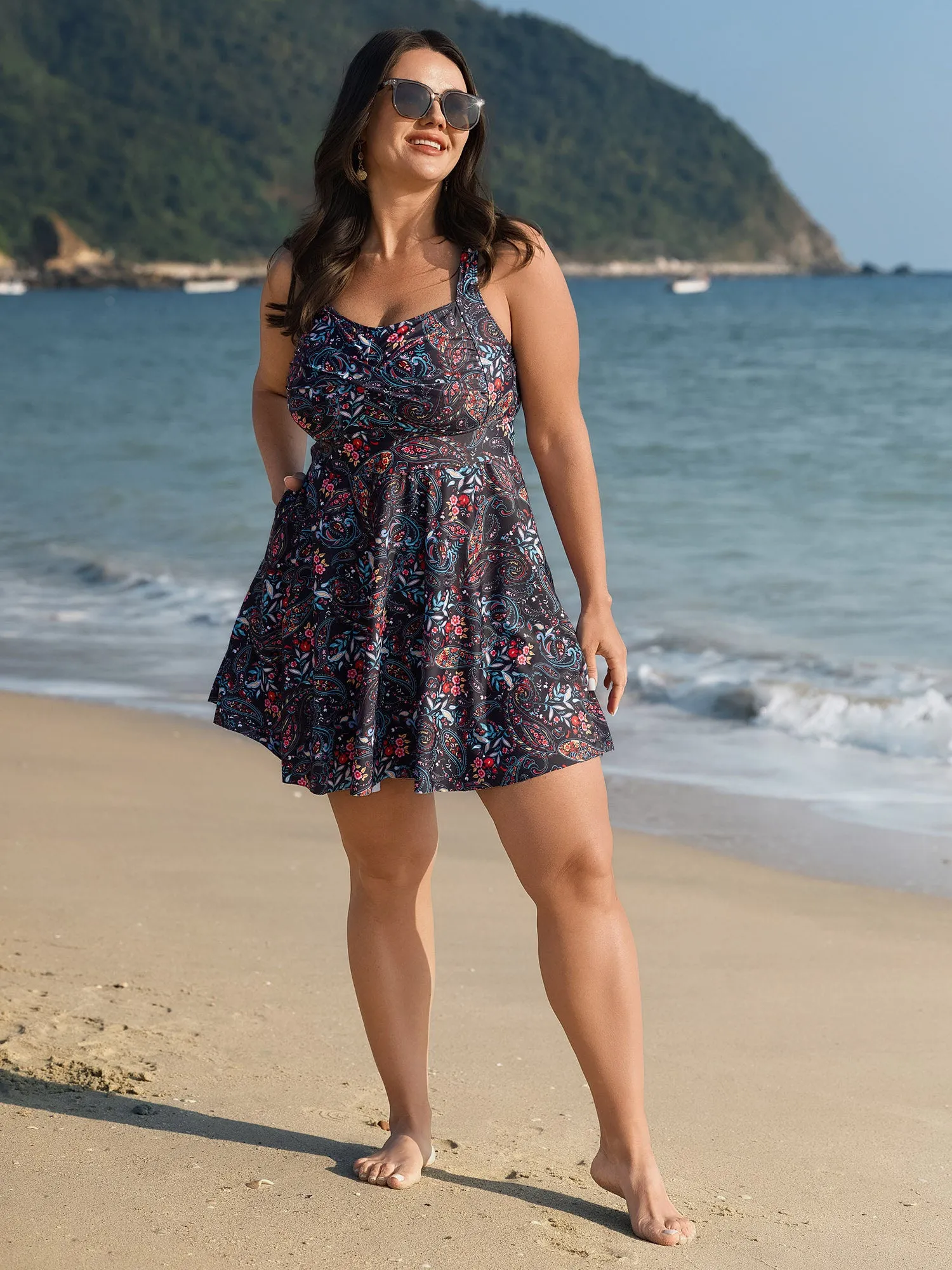 Paisley Print Crossstraps Pockets Swim Dress sold by Bloomchic product image thumbnail 3