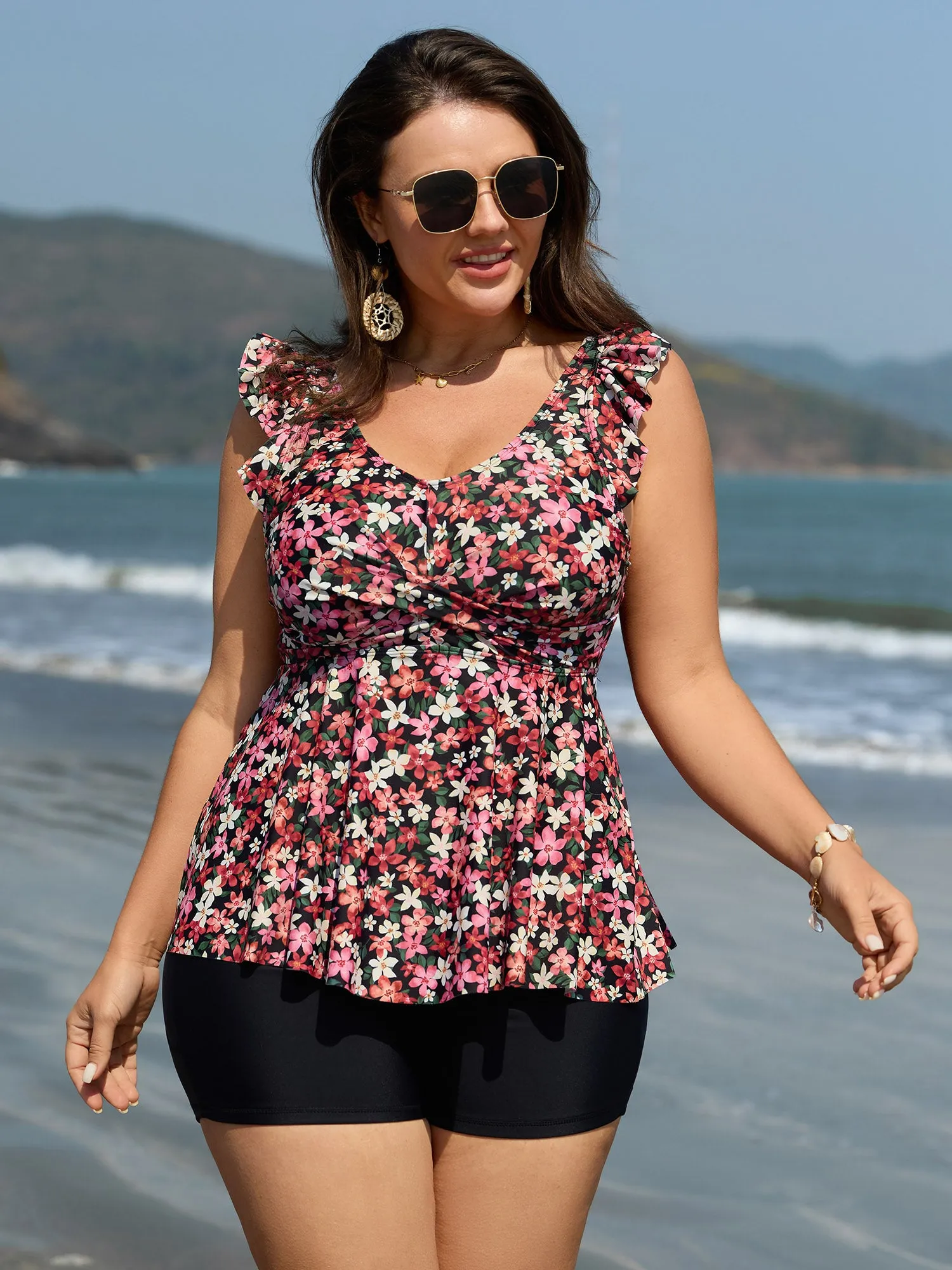 Floral Print Flutter Sleeve Swim Top sold by Bloomchic product image thumbnail 2