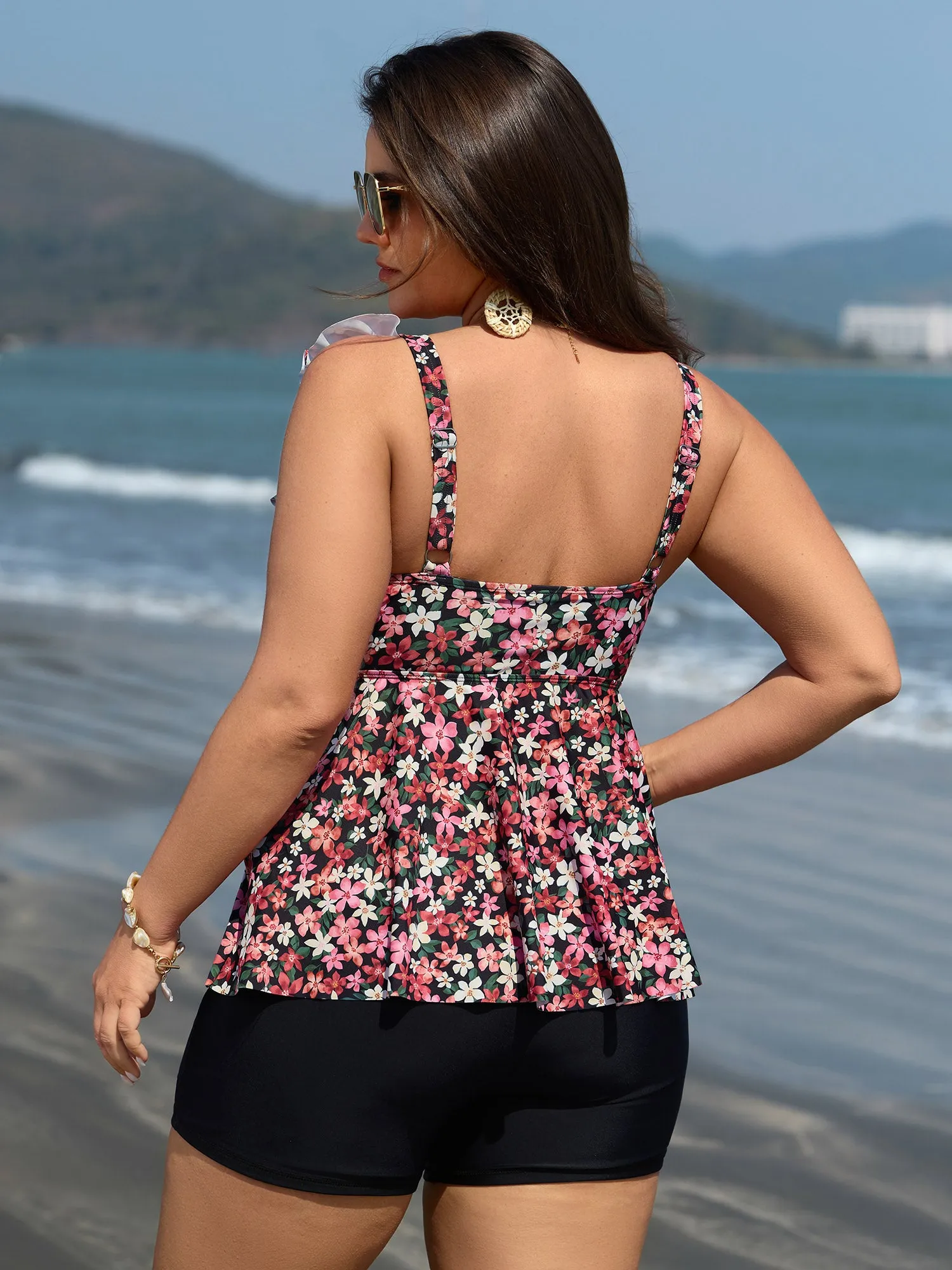 Floral Print Flutter Sleeve Swim Top sold by Bloomchic product image thumbnail 4