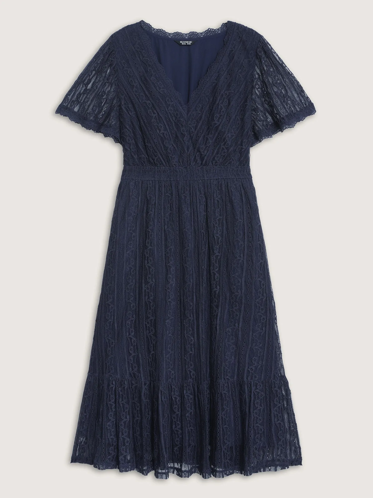 Sheer Lace Trim V-Neck Midi Dress sold by Bloomchic product image thumbnail 5