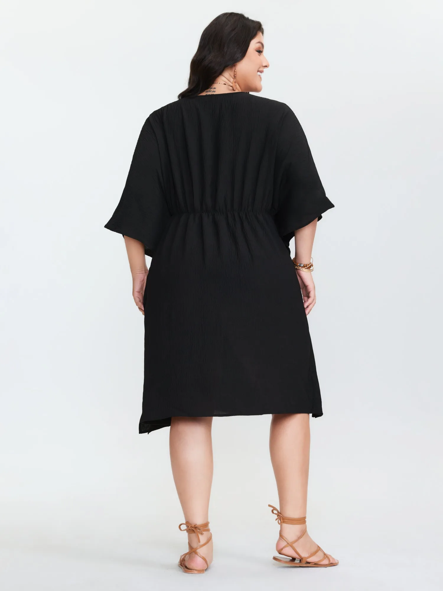 Dolman Sleeve Colorful Drawstring Waist Mini Dress sold by Bloomchic product image thumbnail 5