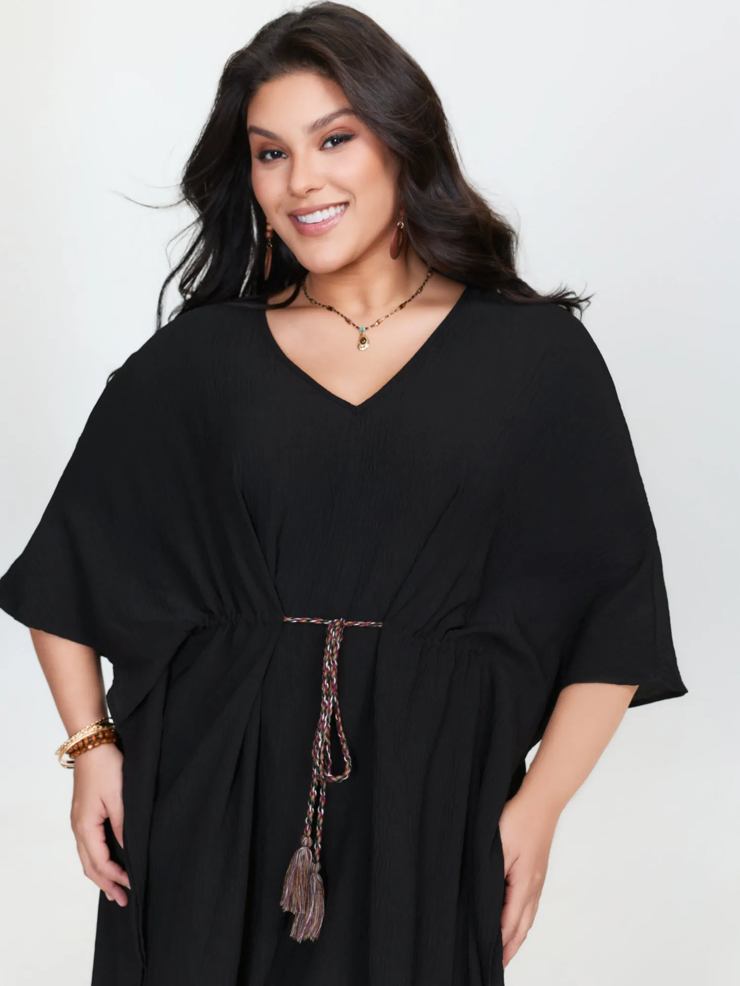 Dolman Sleeve Colorful Drawstring Waist Mini Dress sold by Bloomchic product image thumbnail 2