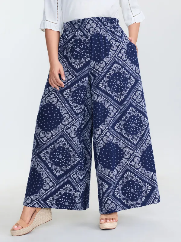 Geometric Print Wide-Leg Pants made by Bloomchic
