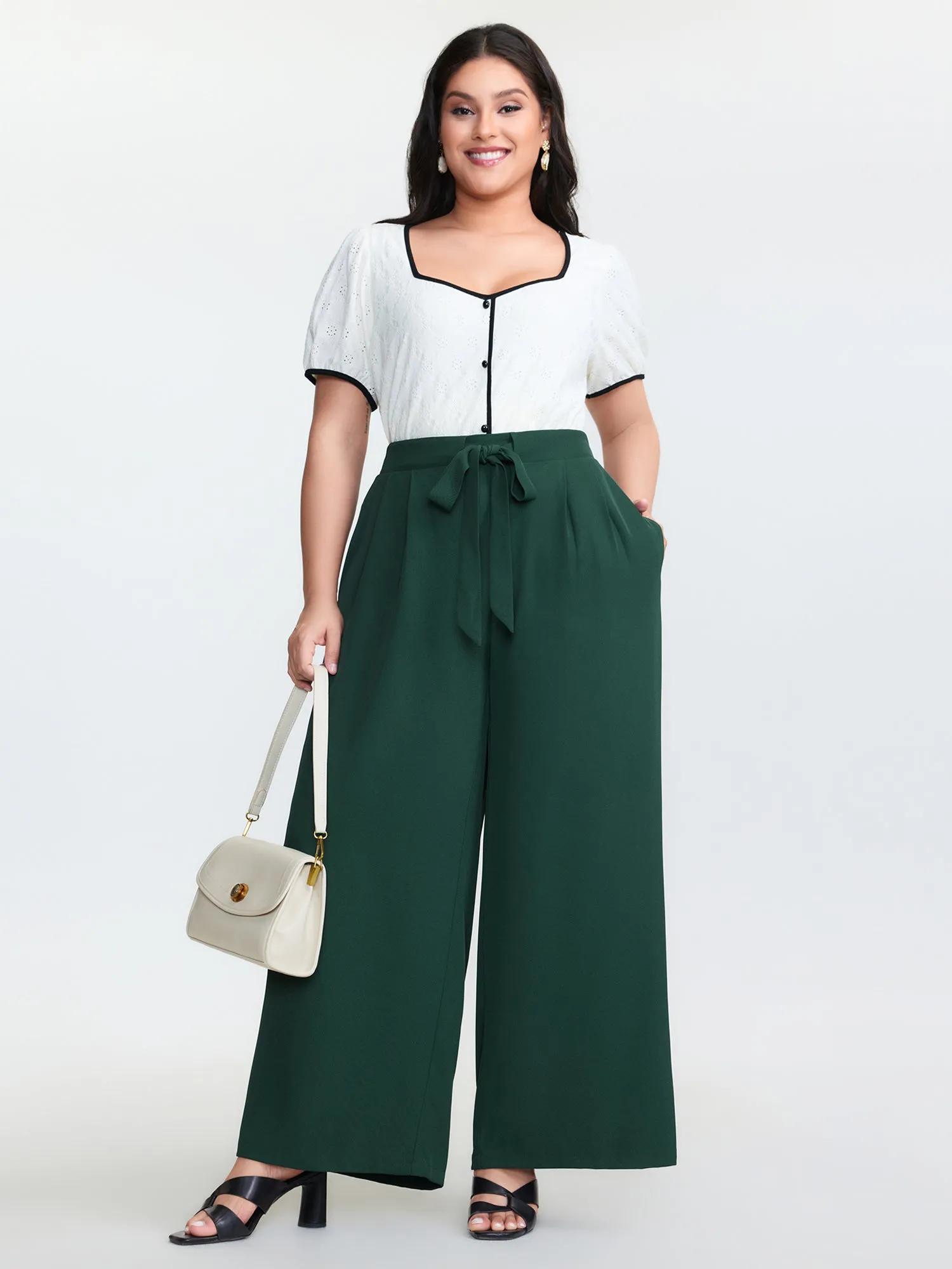 Stretchy Waist Belted Wide-Leg Pants sold by Bloomchic product image thumbnail 2