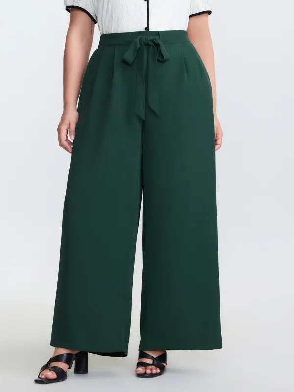 Stretchy Waist Belted Wide-Leg Pants made by Bloomchic