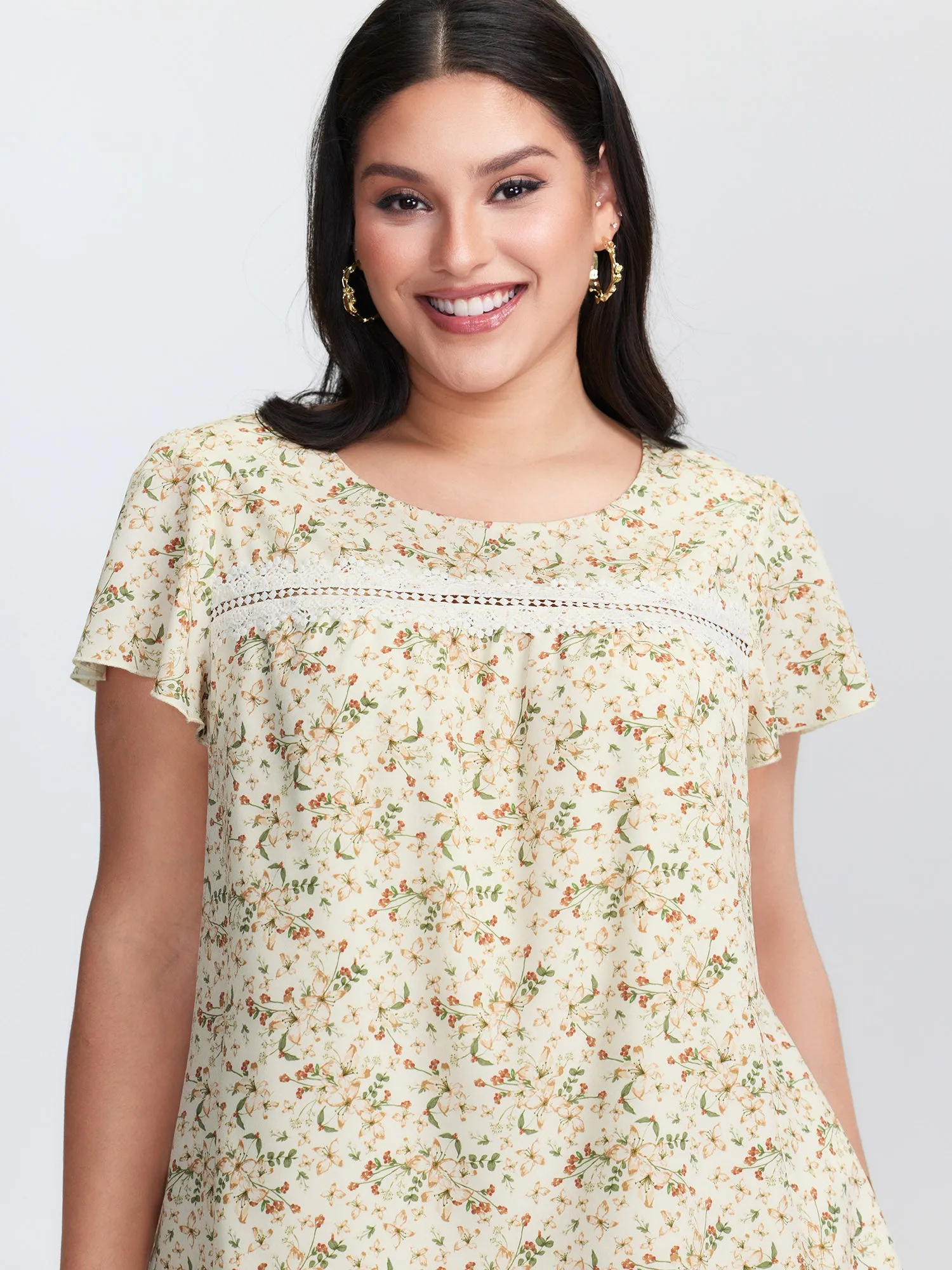Floral Print Lace Trim Blouse sold by Bloomchic product image thumbnail 2
