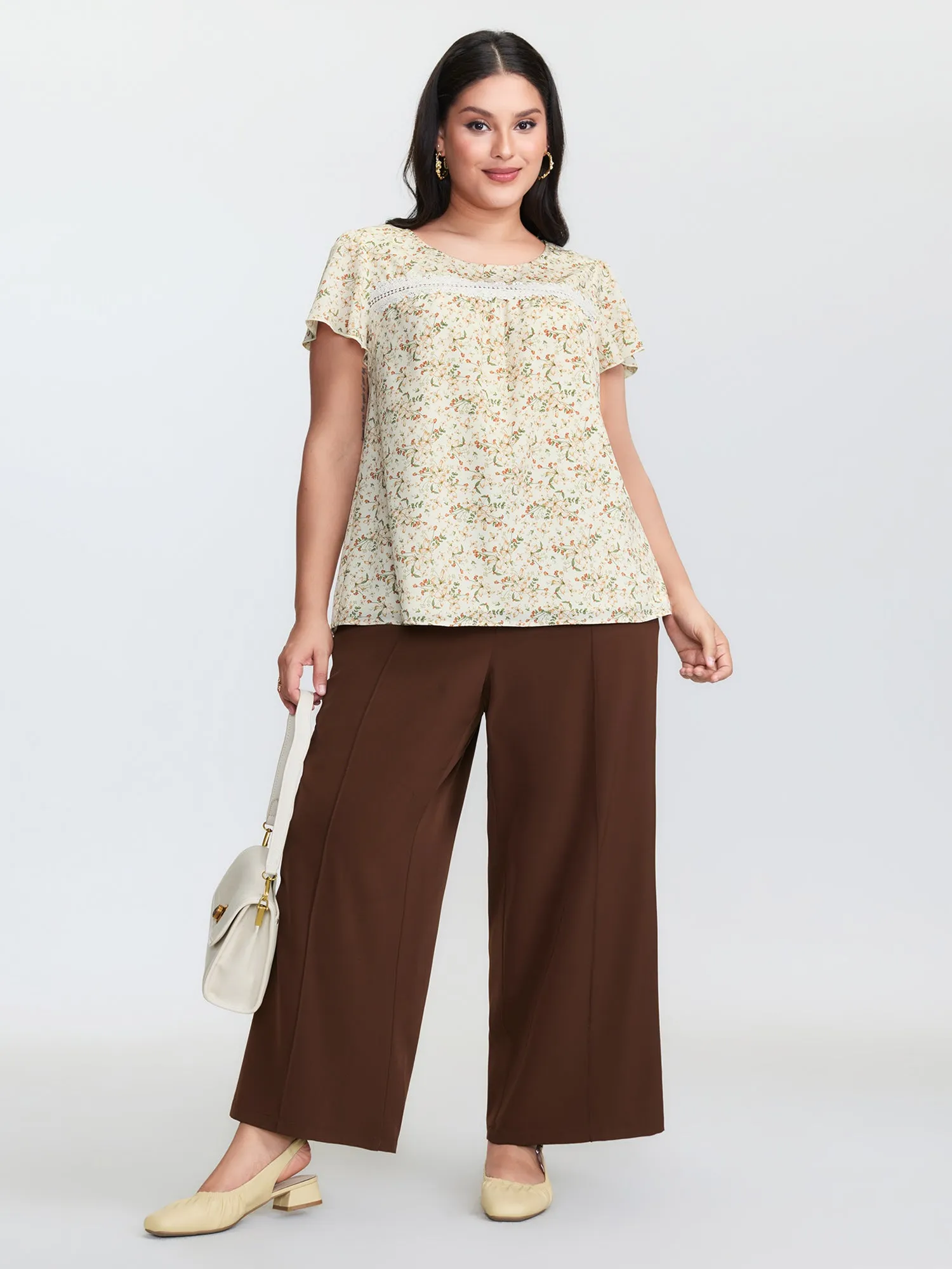 Floral Print Lace Trim Blouse sold by Bloomchic product image thumbnail 3