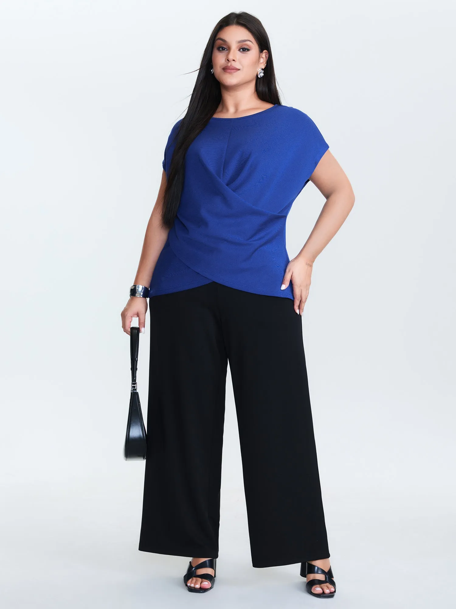 Twist-Front Boat Neckline Plain Knit Top sold by Bloomchic product image thumbnail 3