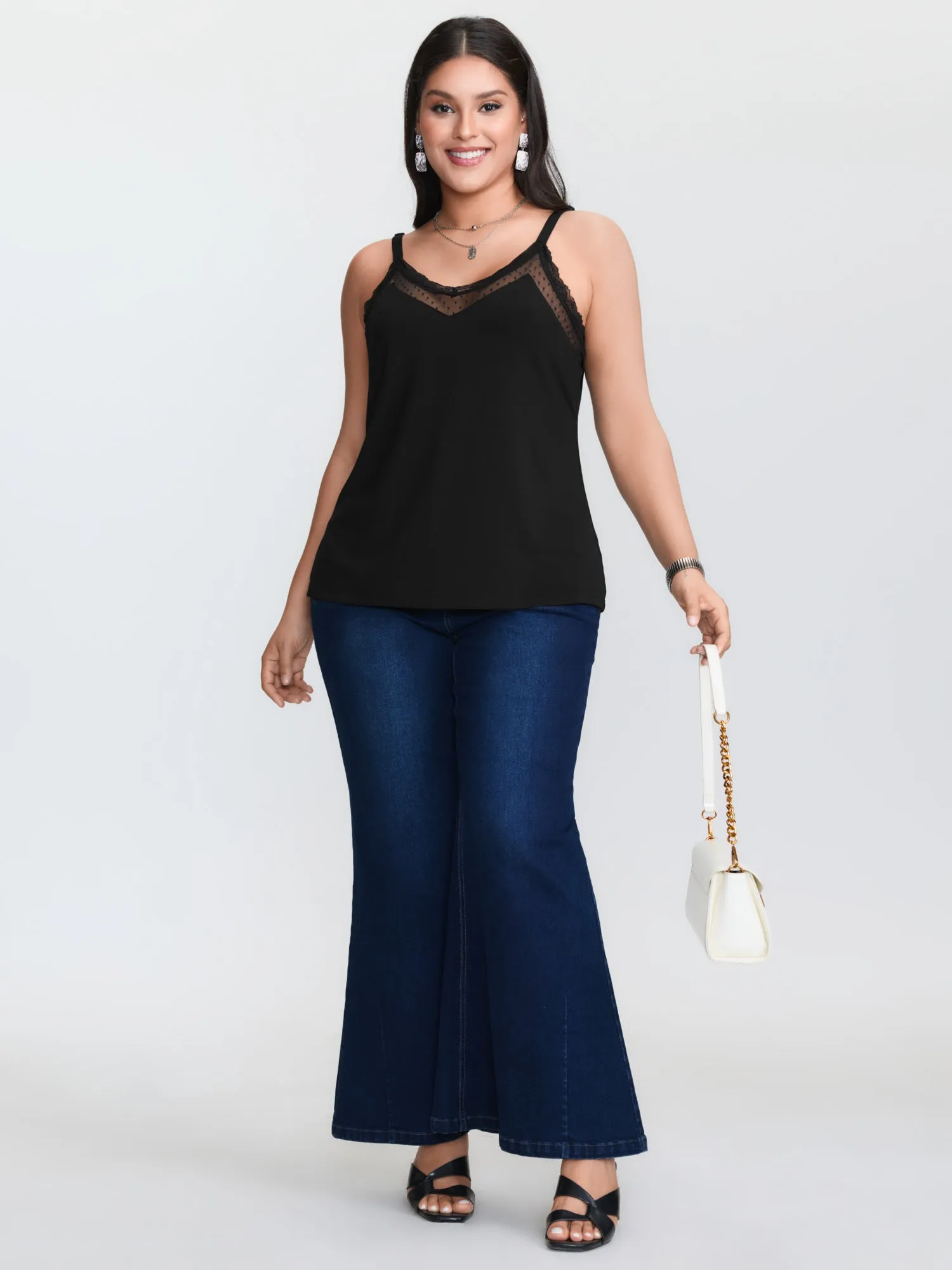 Sheer Lace Cut-Out Tank Top sold by Bloomchic product image thumbnail 3