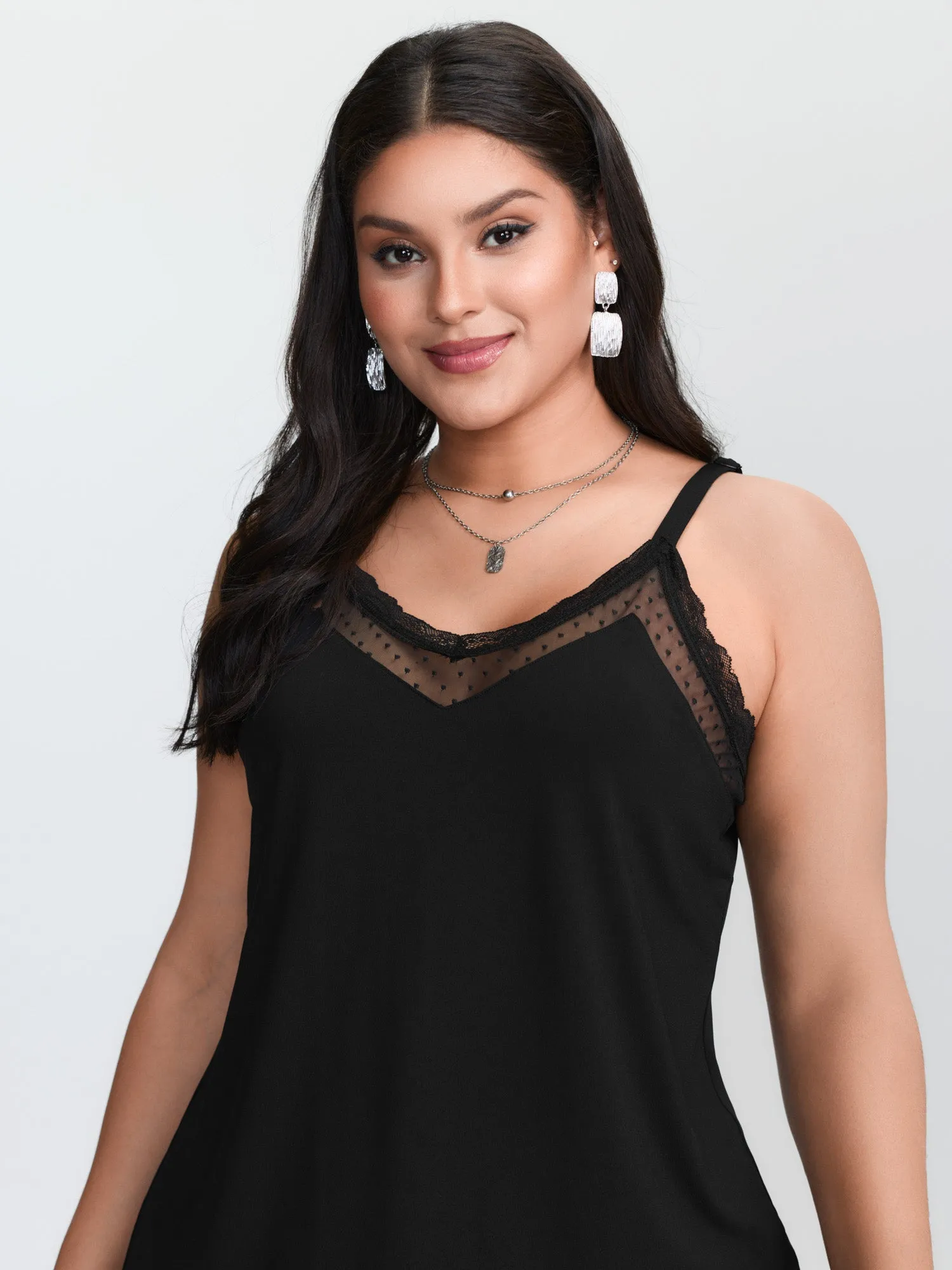 Sheer Lace Cut-Out Tank Top sold by Bloomchic product image thumbnail 2
