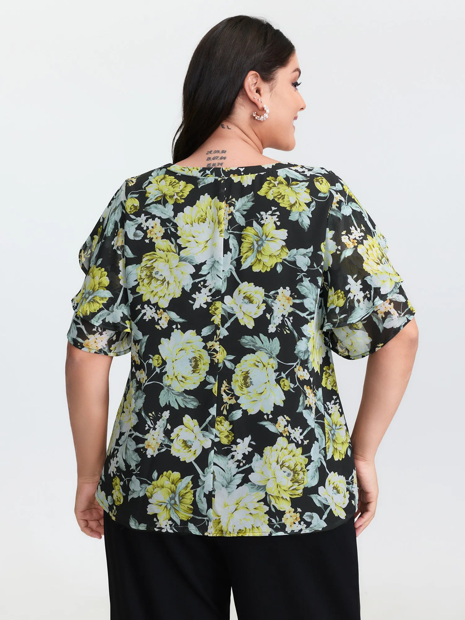 Floral Print Ruffled Edges Blouse sold by Bloomchic product image thumbnail 4