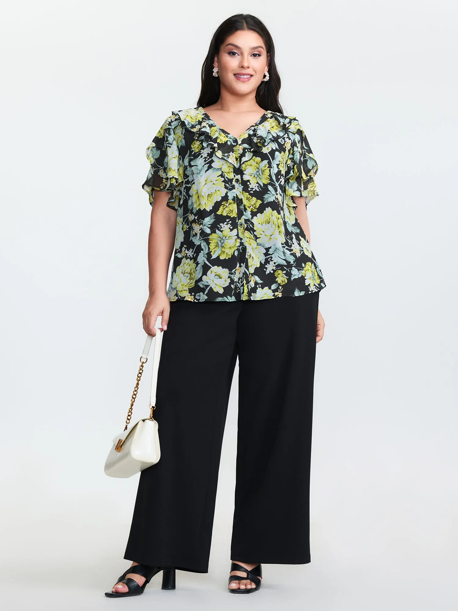Floral Print Ruffled Edges Blouse sold by Bloomchic product image thumbnail 3