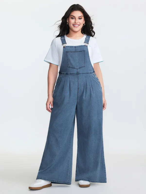 Stretchy Relaxed-Fit Overall Wide-Leg Jumpsuit made by Bloomchic