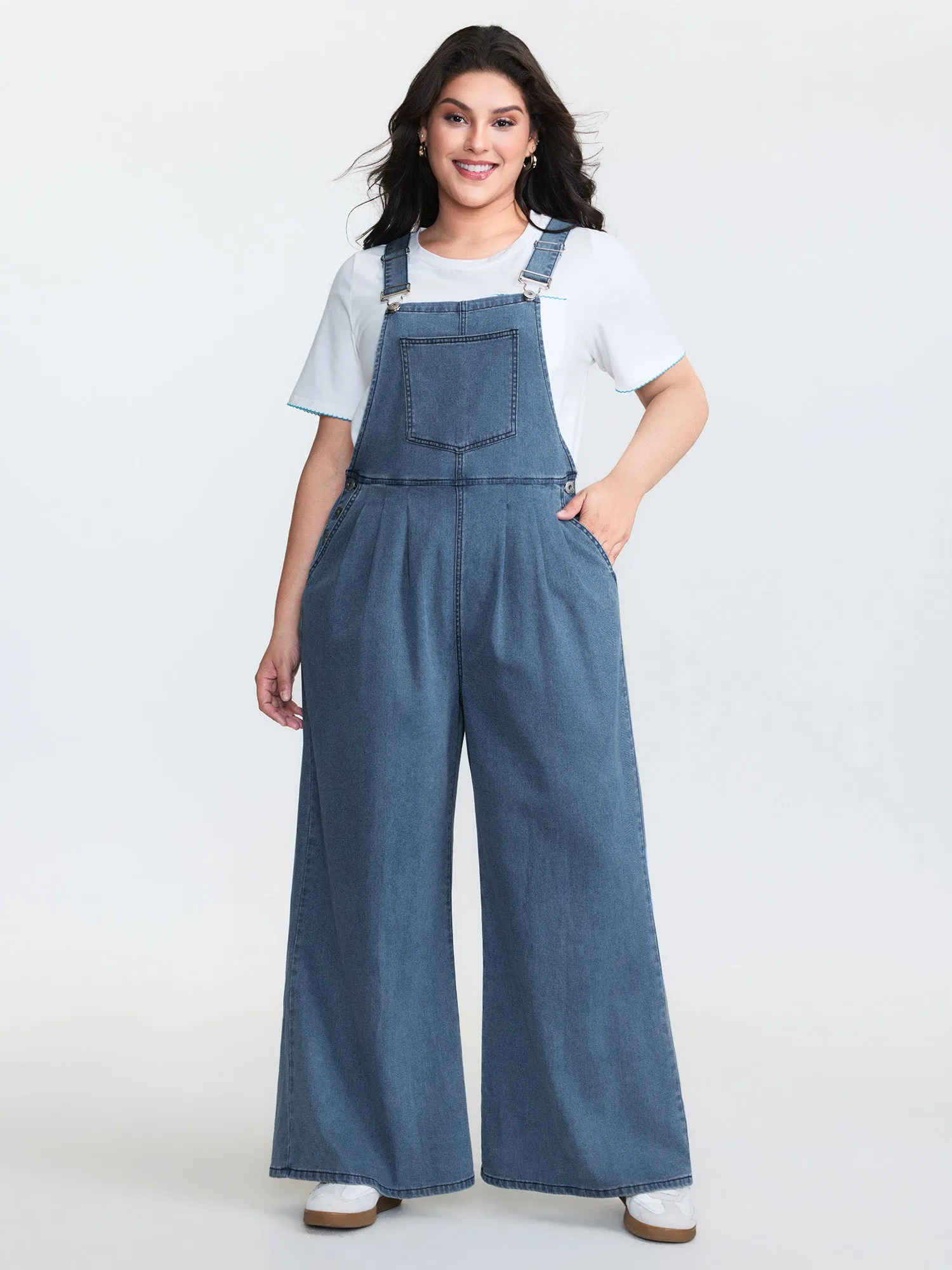 Stretchy Relaxed-Fit Overall Wide-Leg Jumpsuit sold by Bloomchic product image thumbnail 3