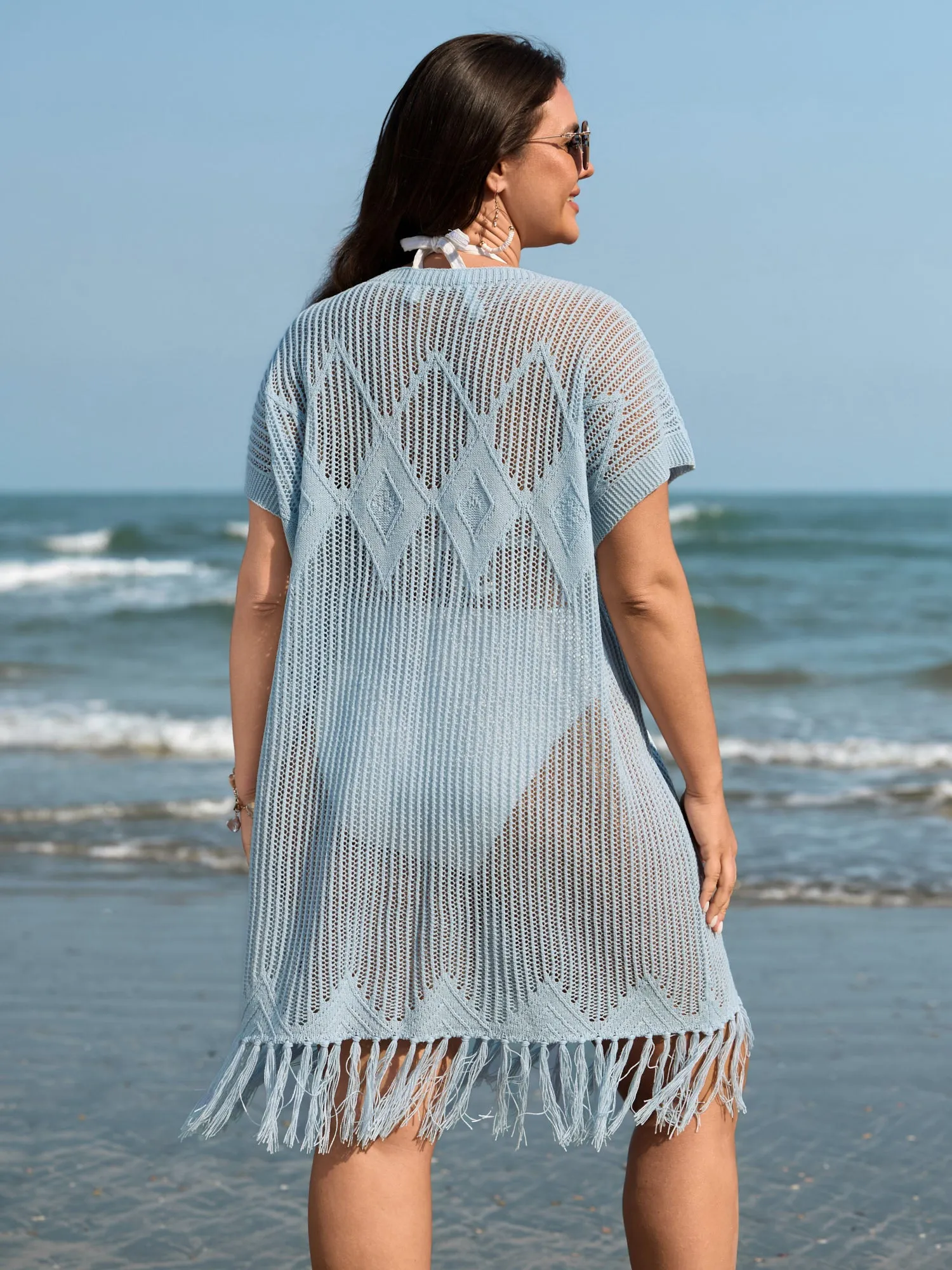 Cut-Out Fringe Hem Swim Cover-Up sold by Bloomchic product image thumbnail 4