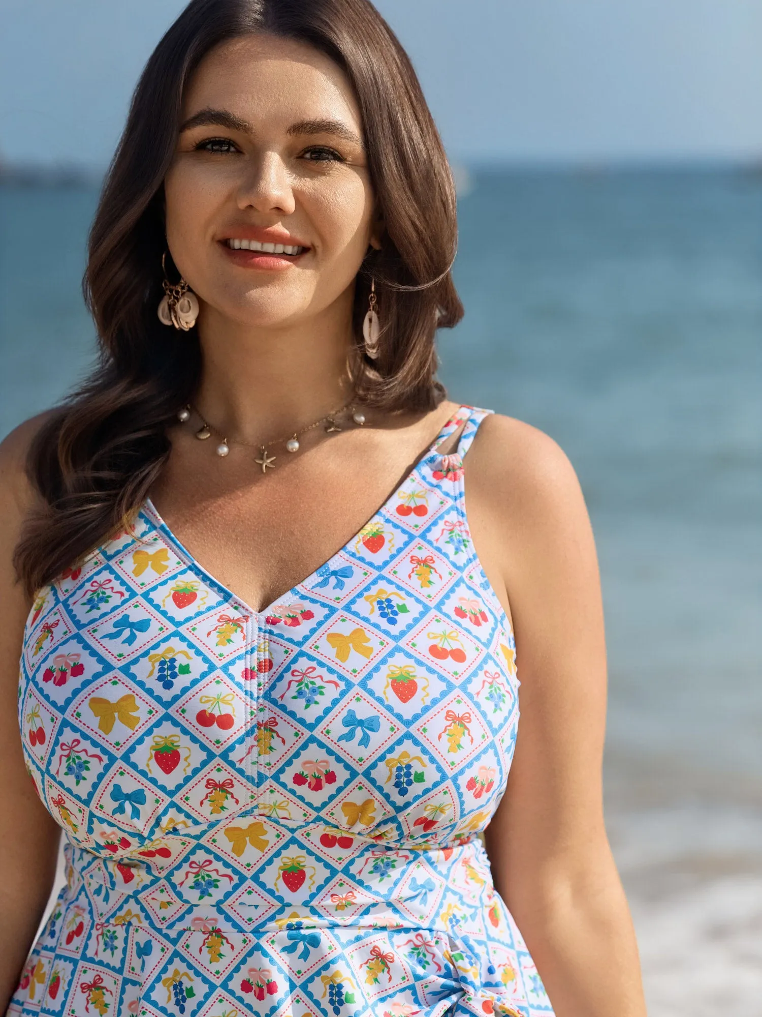 Fun Fruit Print Knotted Hem Swim Dress sold by Bloomchic product image thumbnail 2