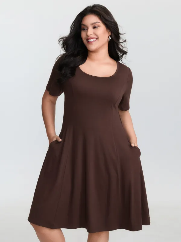 Supersoft Cinched-Waist Plain Midi Dress sold by Bloomchic