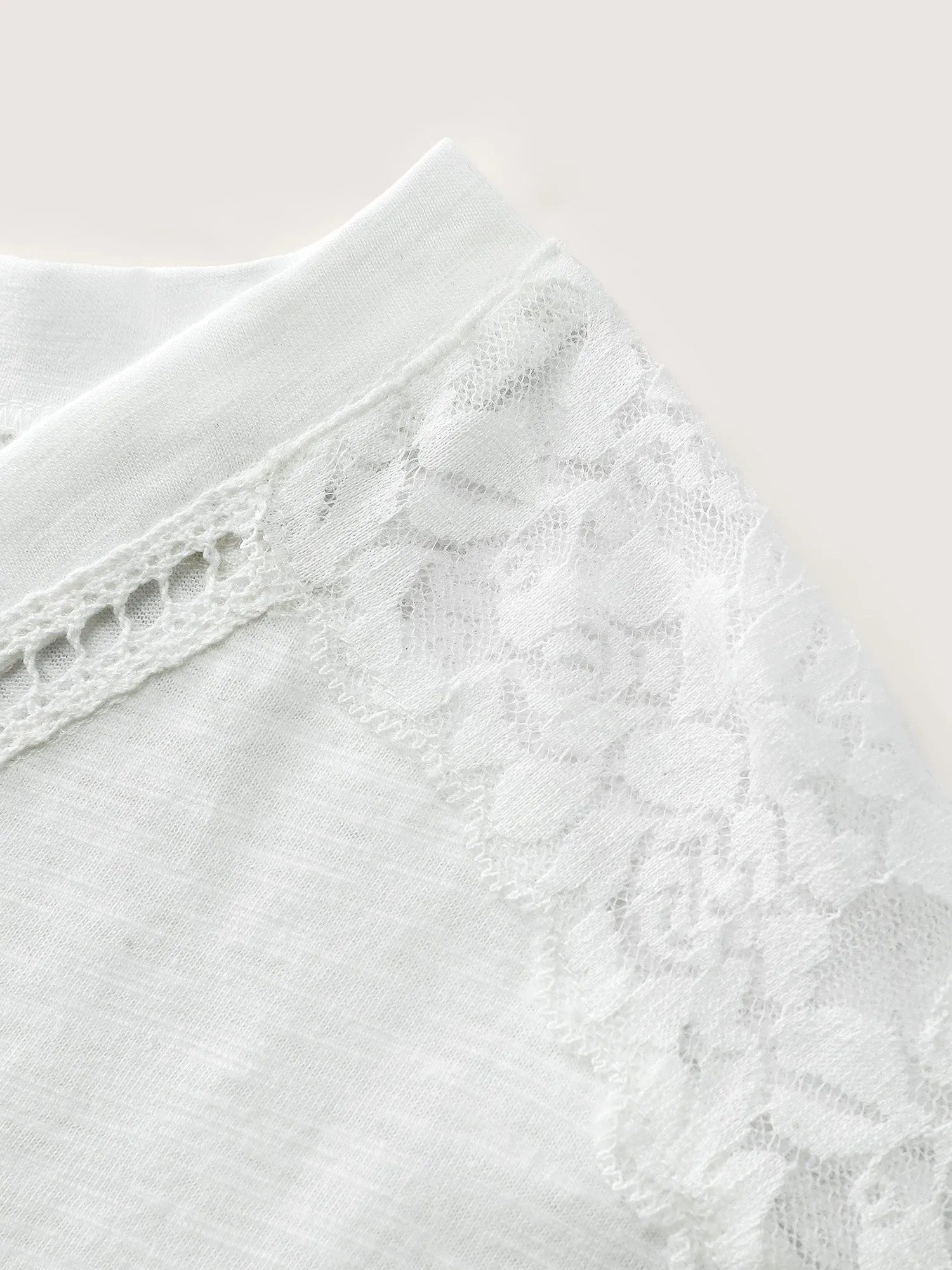Supersoft Sheer Lace Shoulder V-Neck T-Shirt sold by Bloomchic product image thumbnail 5