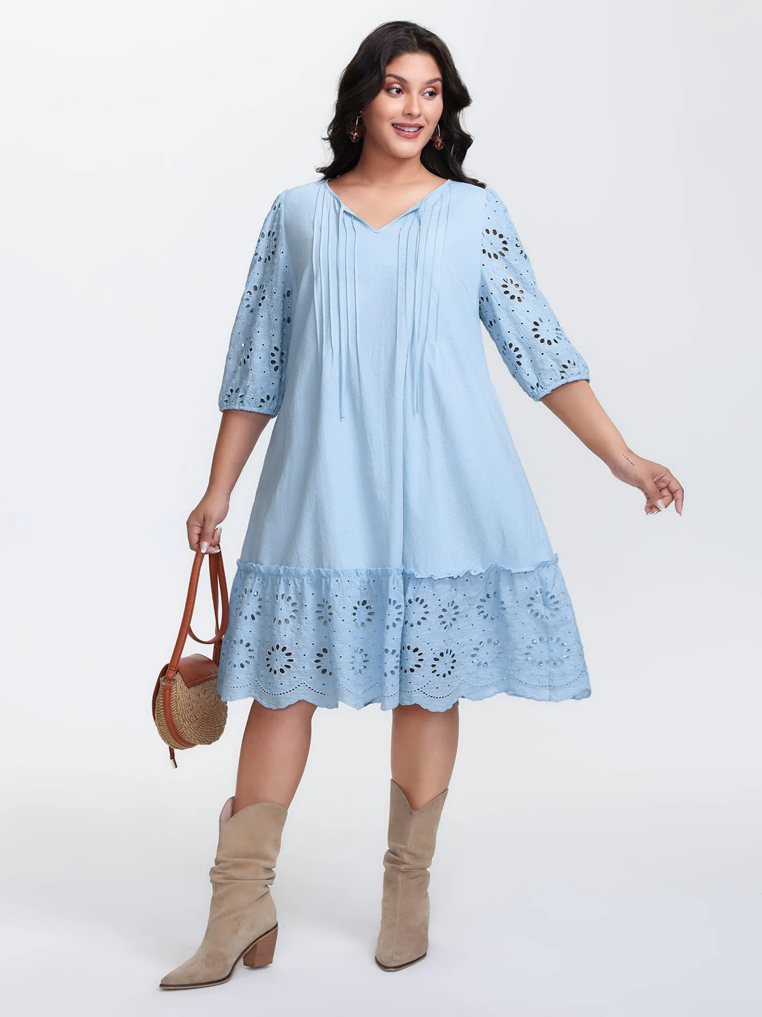 Pure Cotton Cut-Out Detail Midi Dress sold by Bloomchic