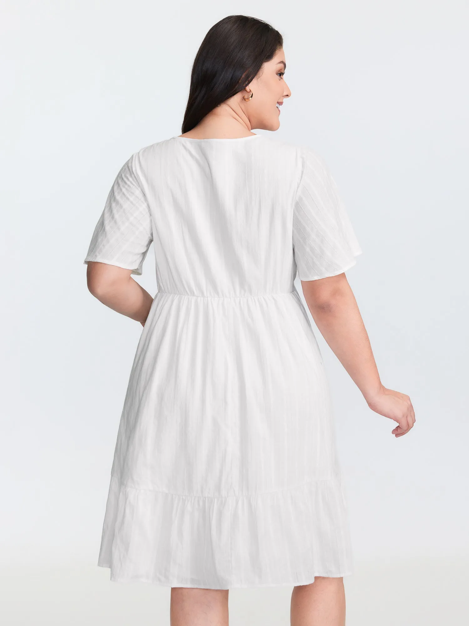 Pure Cotton Drawstring Waist Flared Sleeve Midi Dress sold by Bloomchic product image thumbnail 4