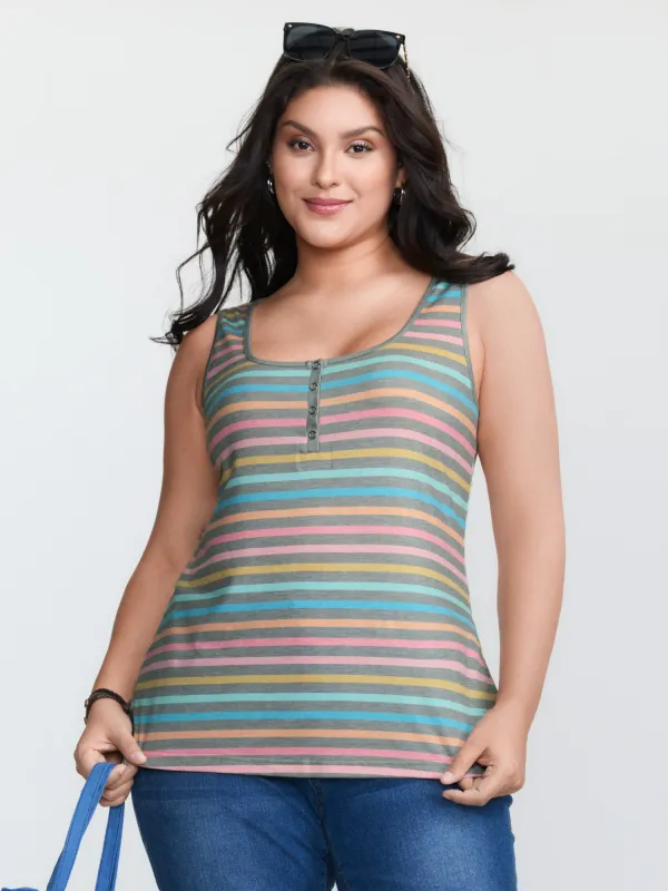 Supersoft Colorful Stripes Scoop Neck Tank Top sold by Bloomchic