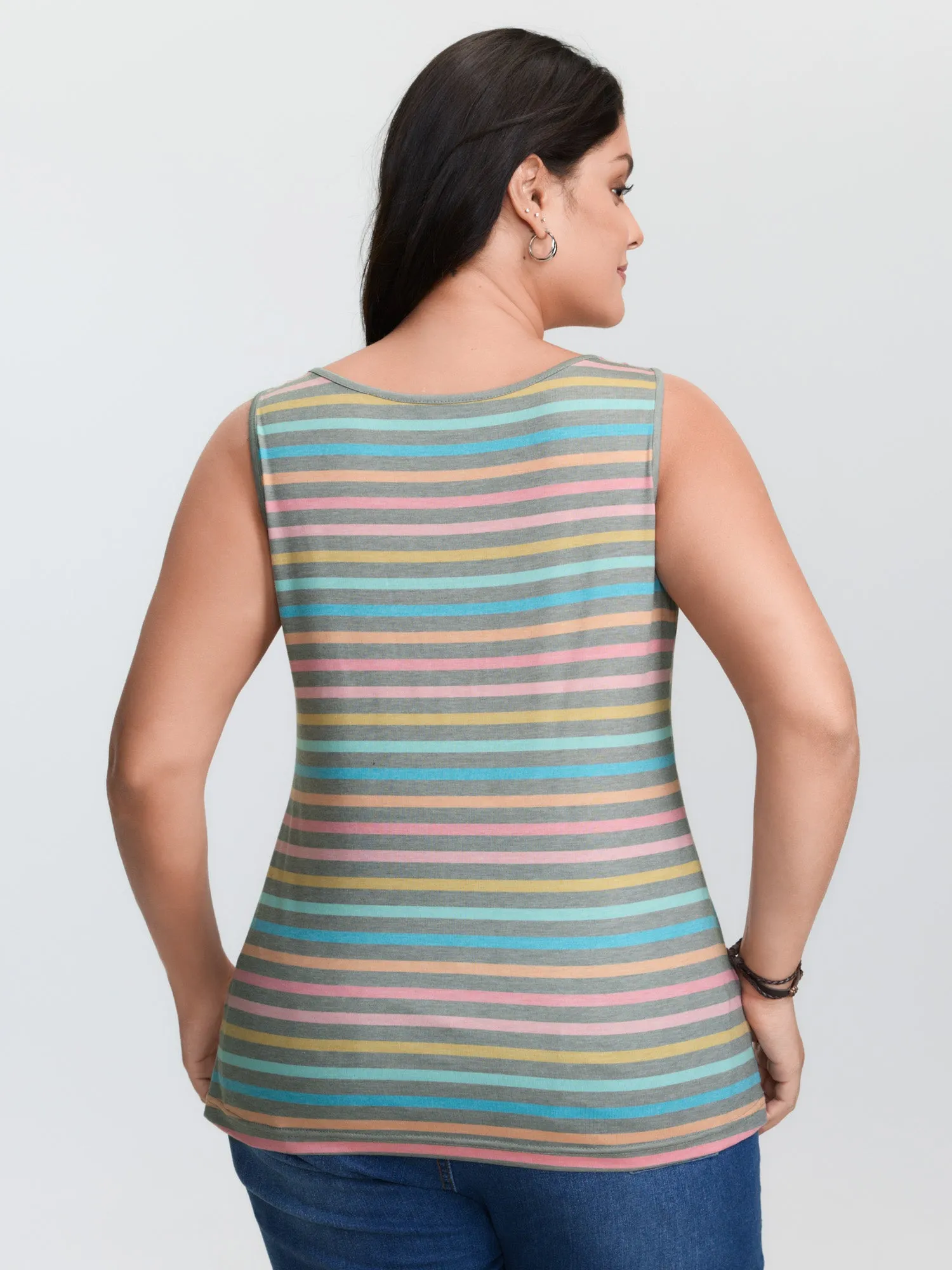 Supersoft Colorful Stripes Scoop Neck Tank Top sold by Bloomchic product image thumbnail 4