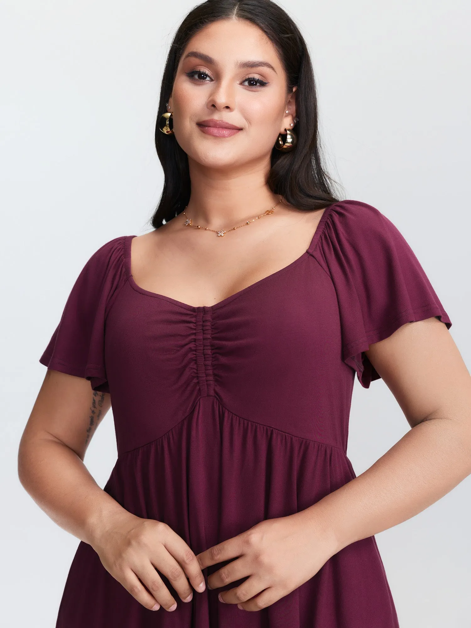Stretchy Ruched Bodice Pleated Knit Top sold by Bloomchic product image thumbnail 2