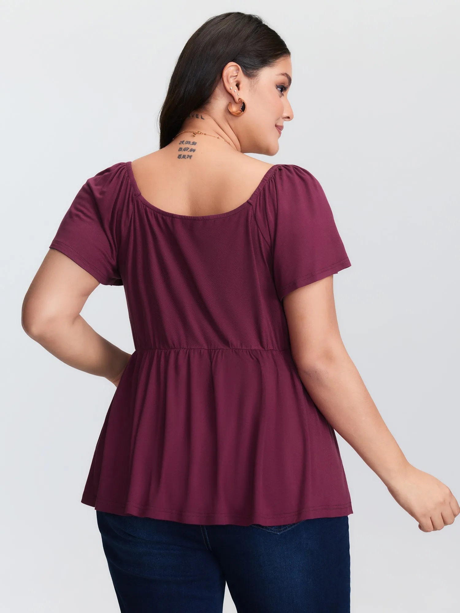 Stretchy Ruched Bodice Pleated Knit Top sold by Bloomchic product image thumbnail 5