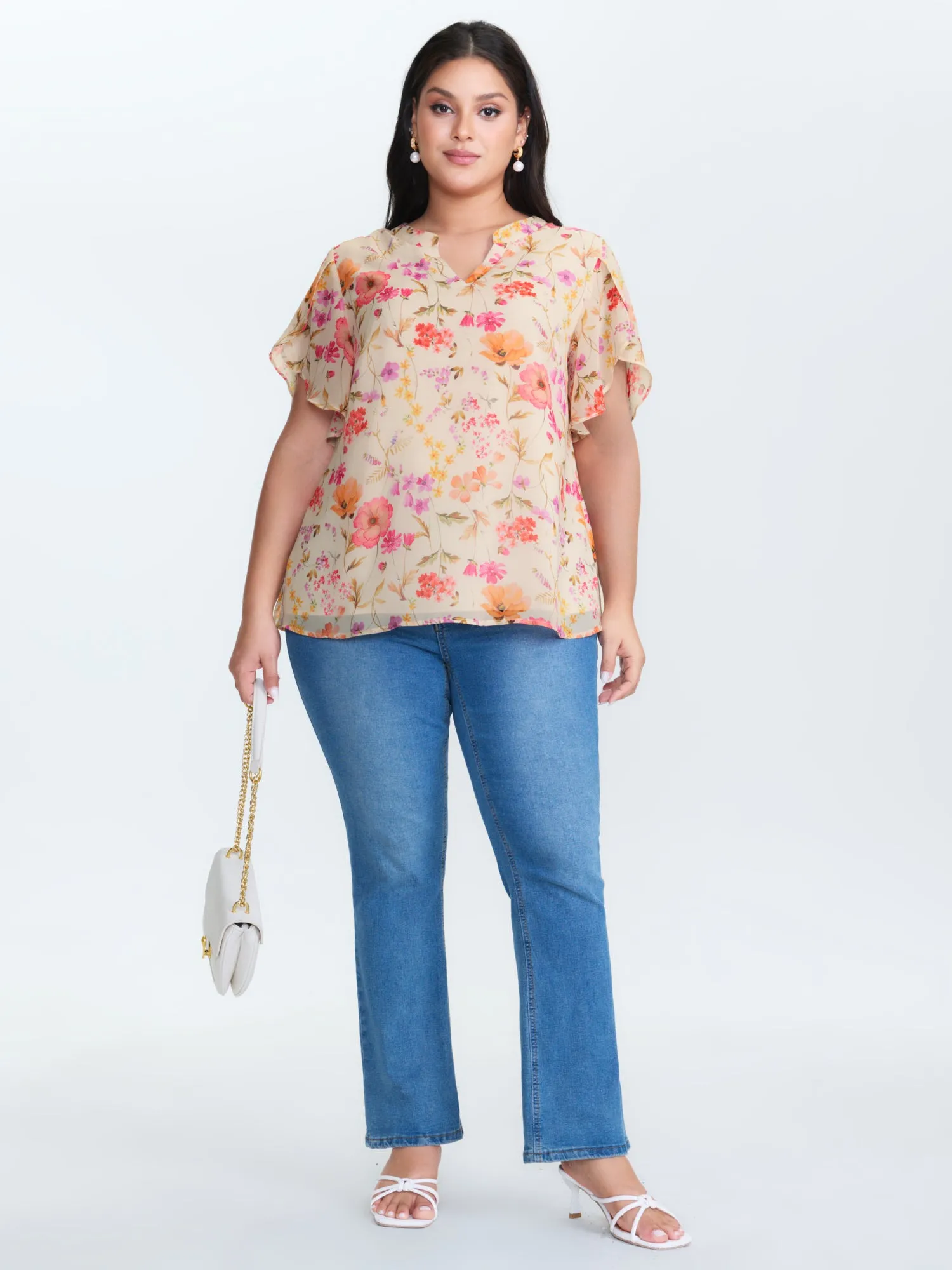 Sweet Floral Print Petal Sleeve Blouse sold by Bloomchic product image thumbnail 3