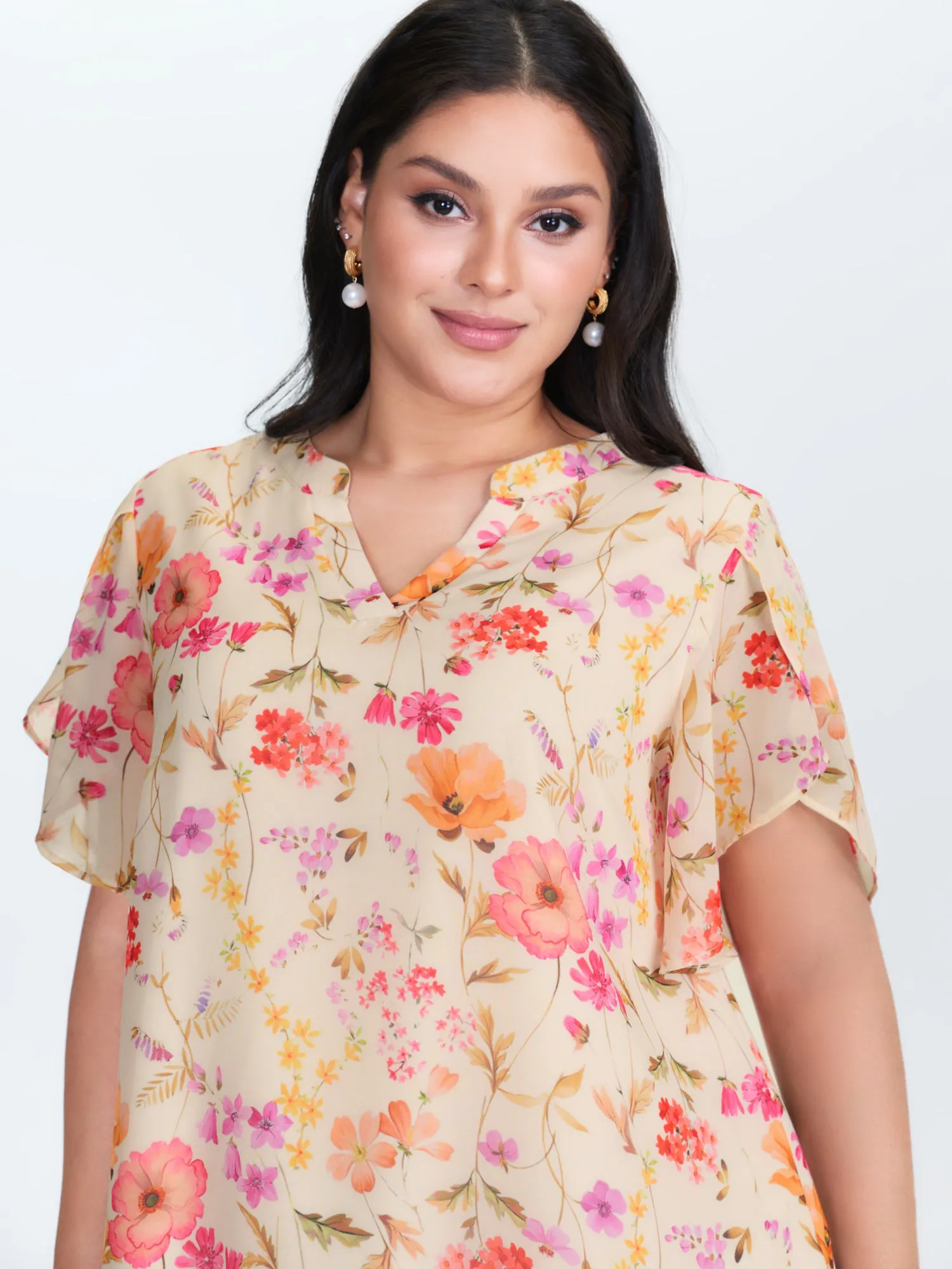 Sweet Floral Print Petal Sleeve Blouse sold by Bloomchic product image thumbnail 2