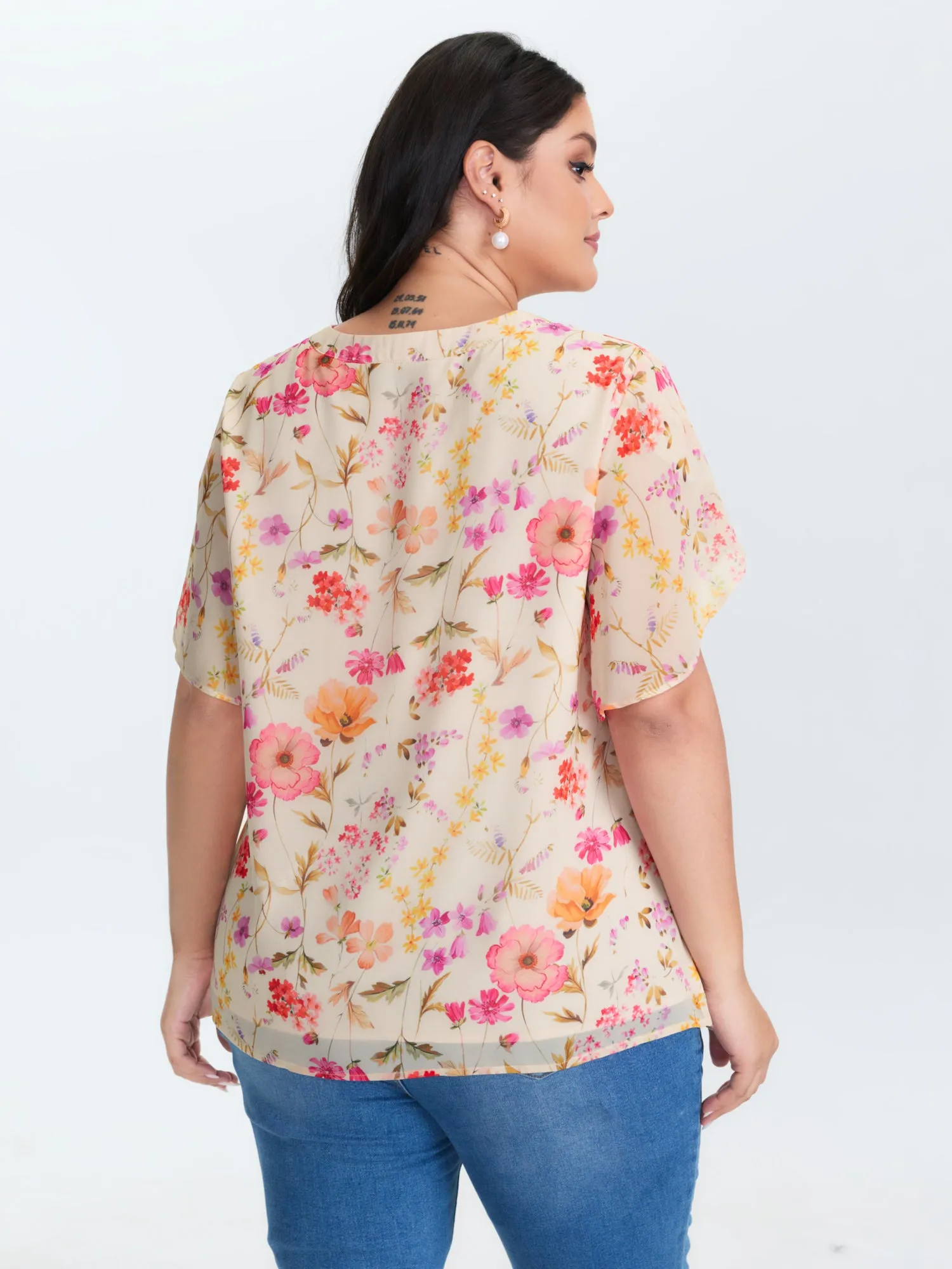 Sweet Floral Print Petal Sleeve Blouse sold by Bloomchic product image thumbnail 4