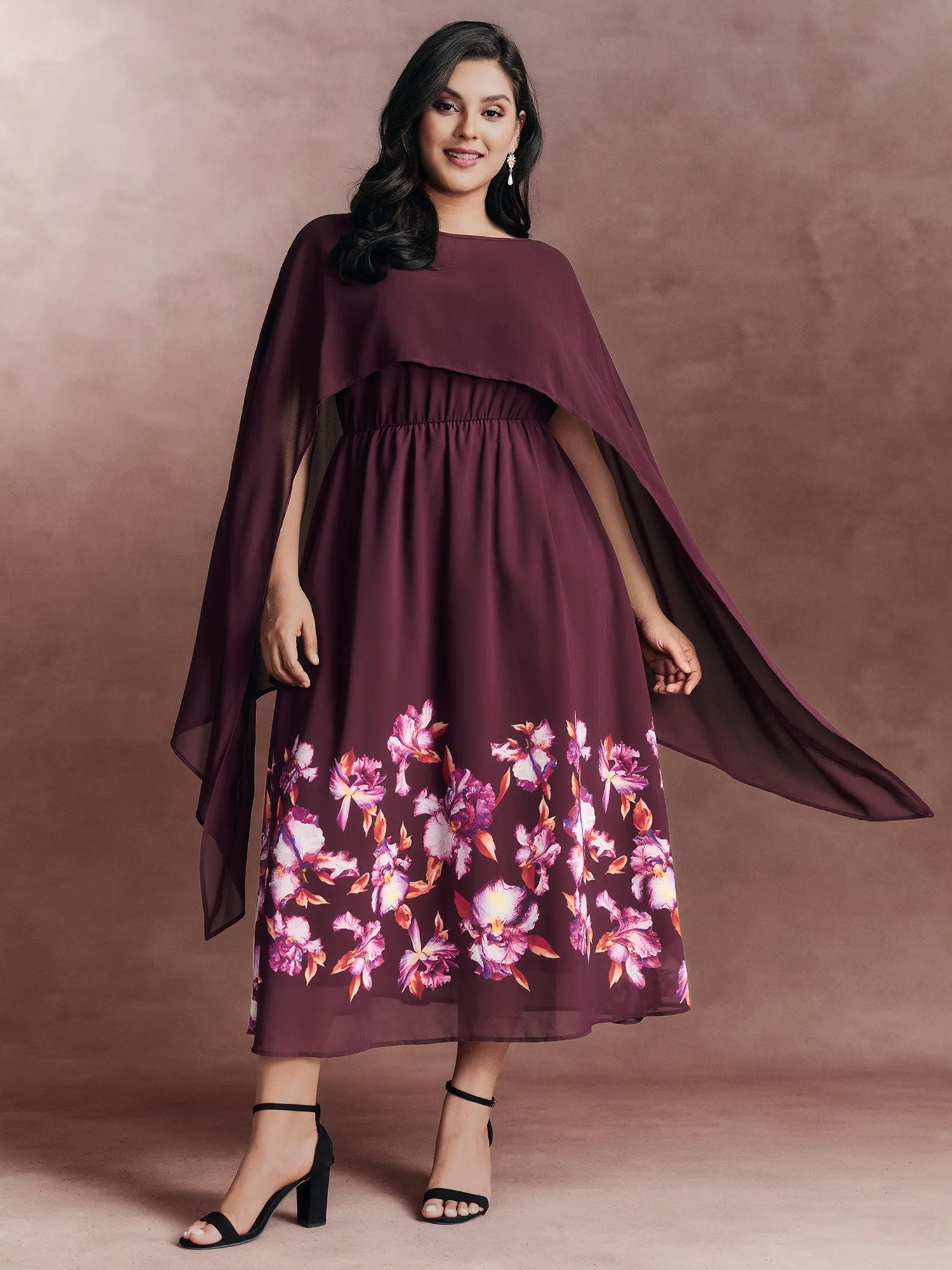 Romantic Floral Print Scarf-Detail Maxi Dress sold by Bloomchic