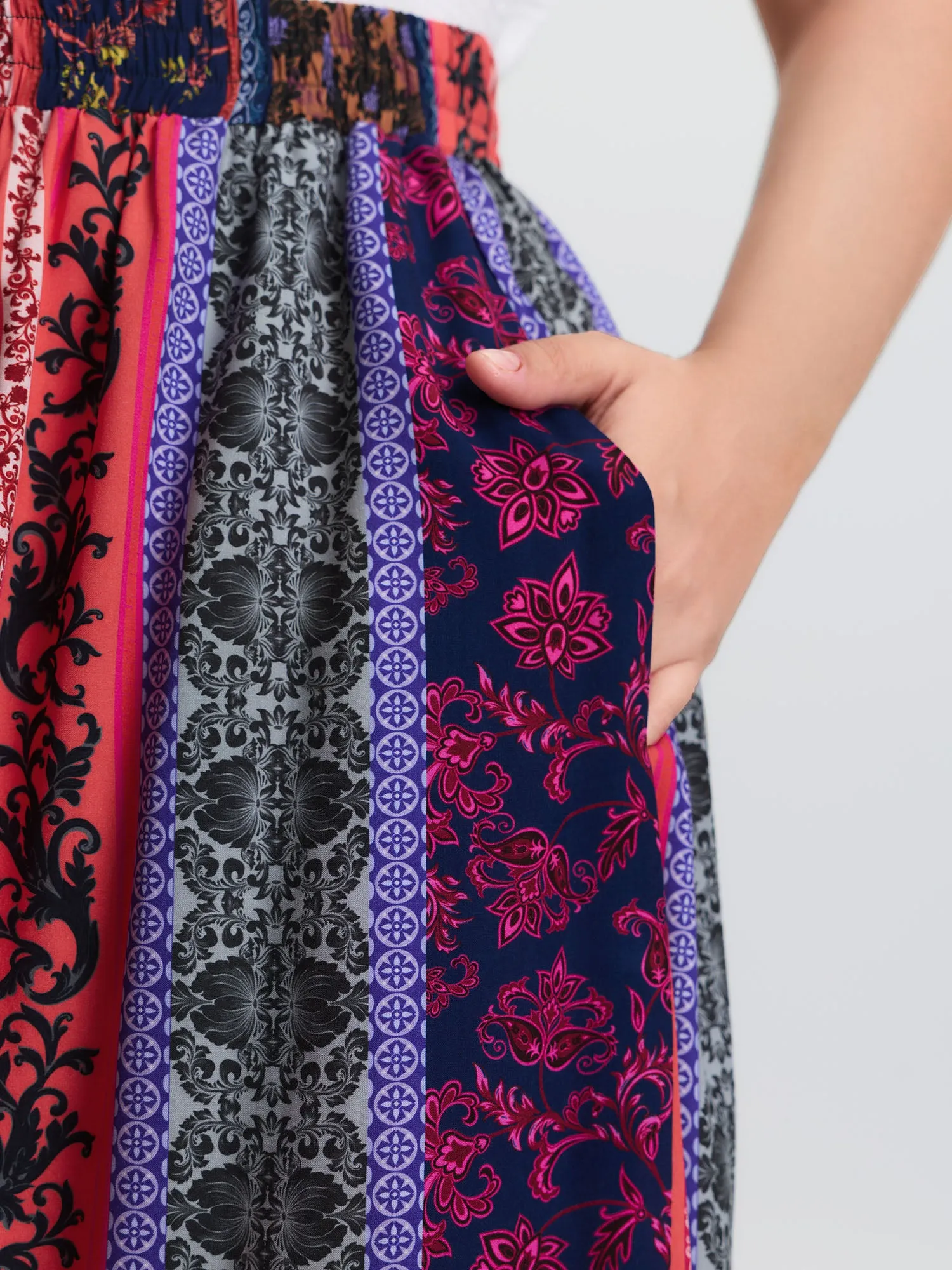 Floral Stripes Tiered Maxi Skirt sold by Bloomchic product image thumbnail 3