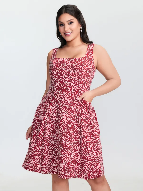 Stretchy Floral Print Cinched-Waist Midi Dress sold by Bloomchic
