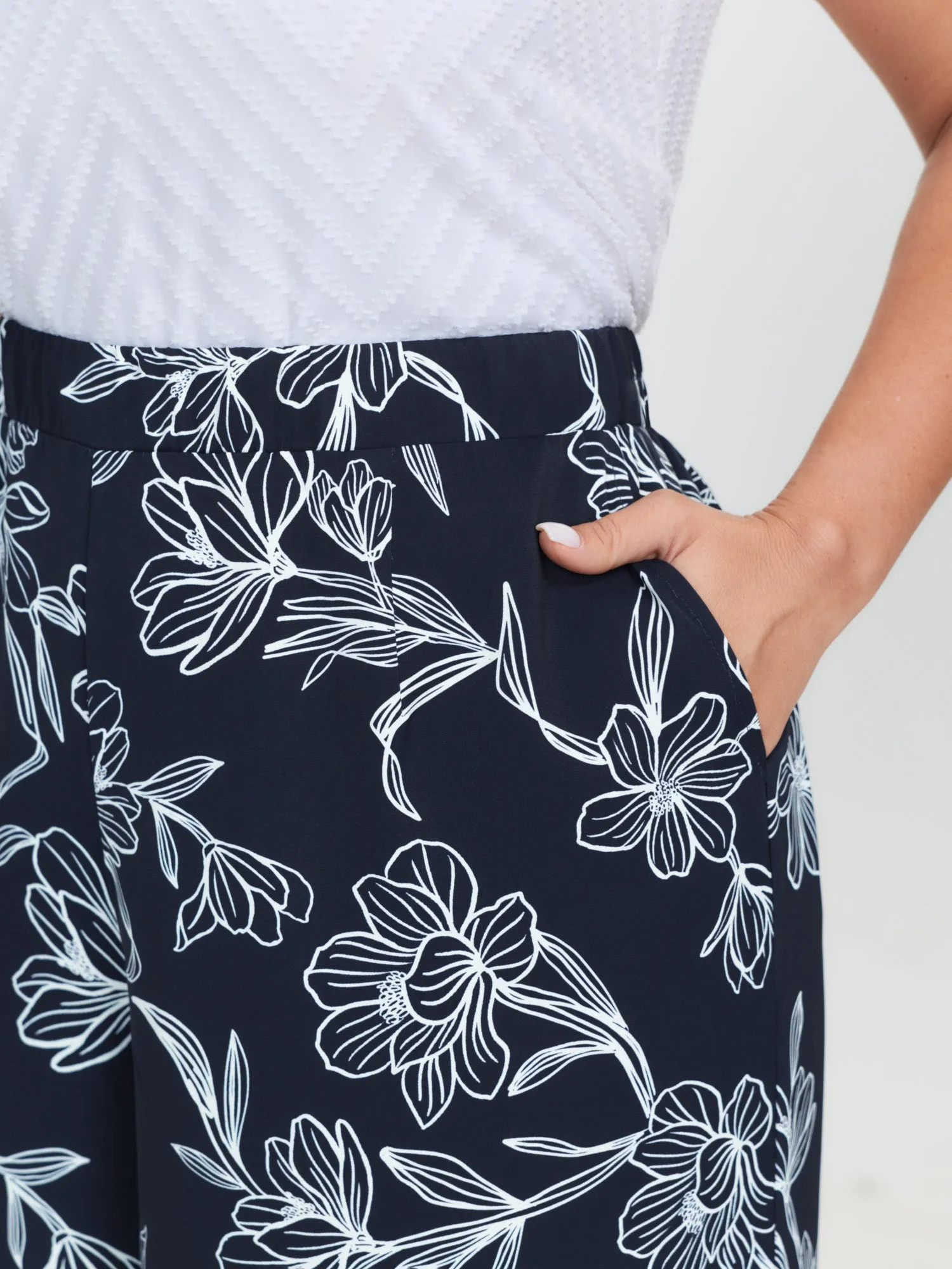 Floral Print Pull-On Wide-Leg Pants sold by Bloomchic product image thumbnail 4