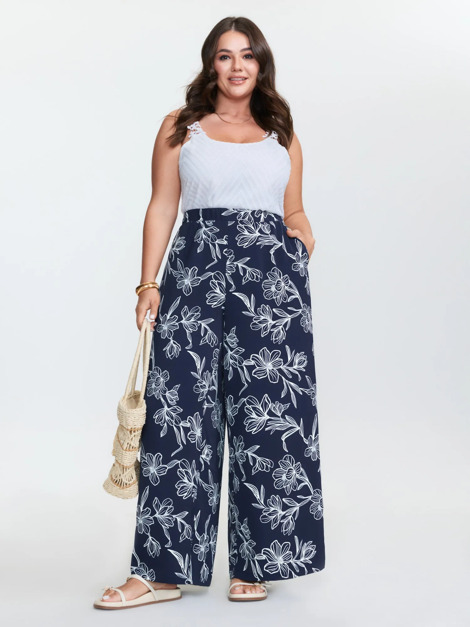 Floral Print Pull-On Wide-Leg Pants sold by Bloomchic product image thumbnail 2