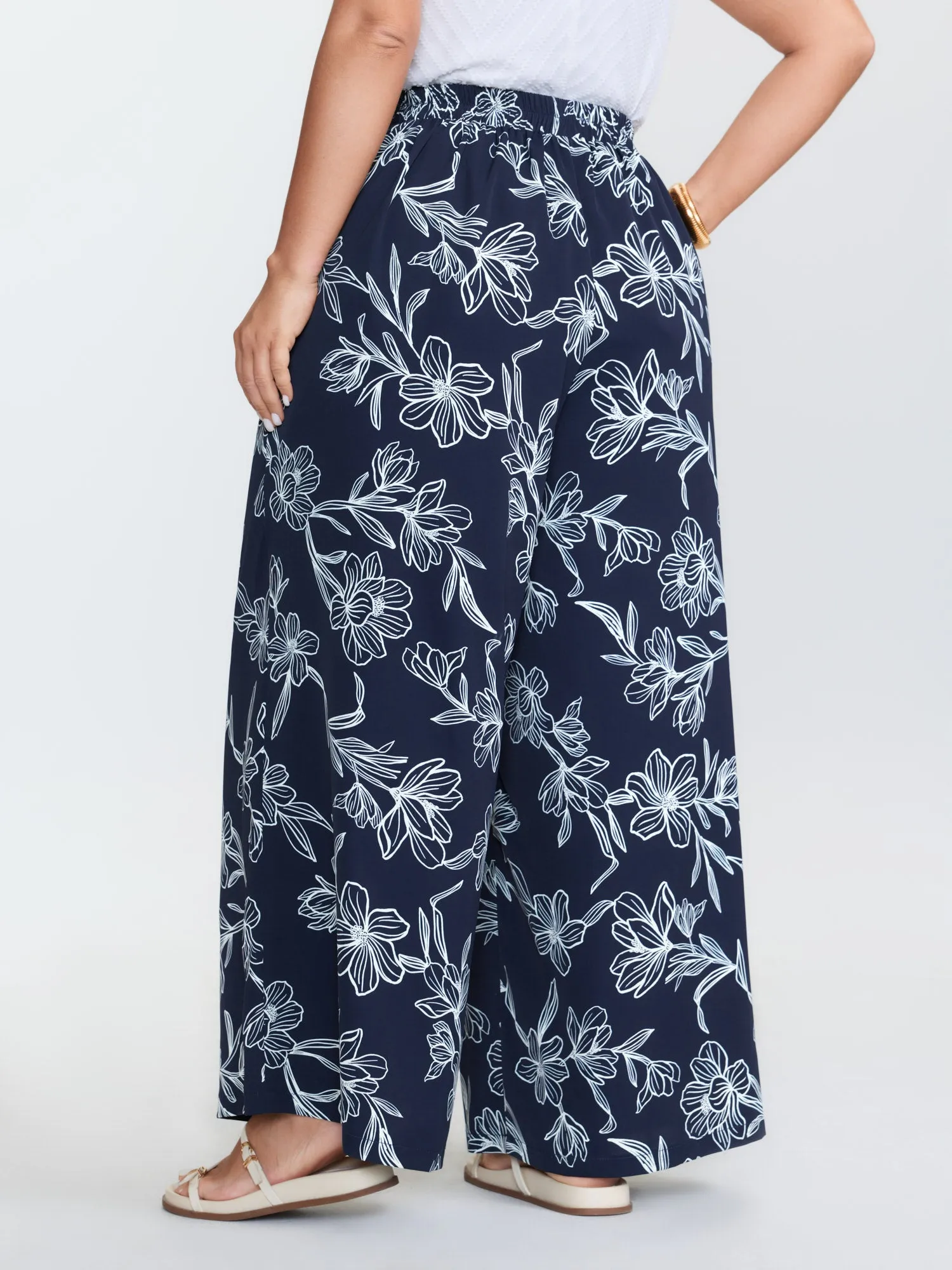 Floral Print Pull-On Wide-Leg Pants sold by Bloomchic product image thumbnail 5