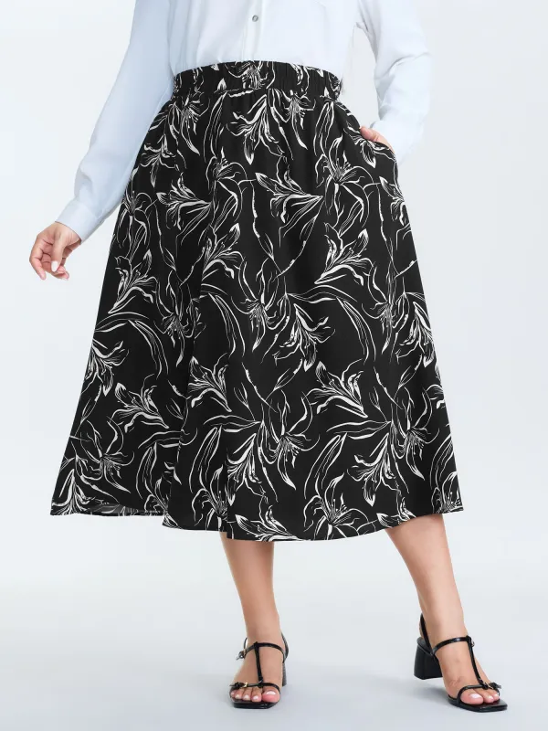 Large Floral Print Pocket Maxi Skirt made by Bloomchic