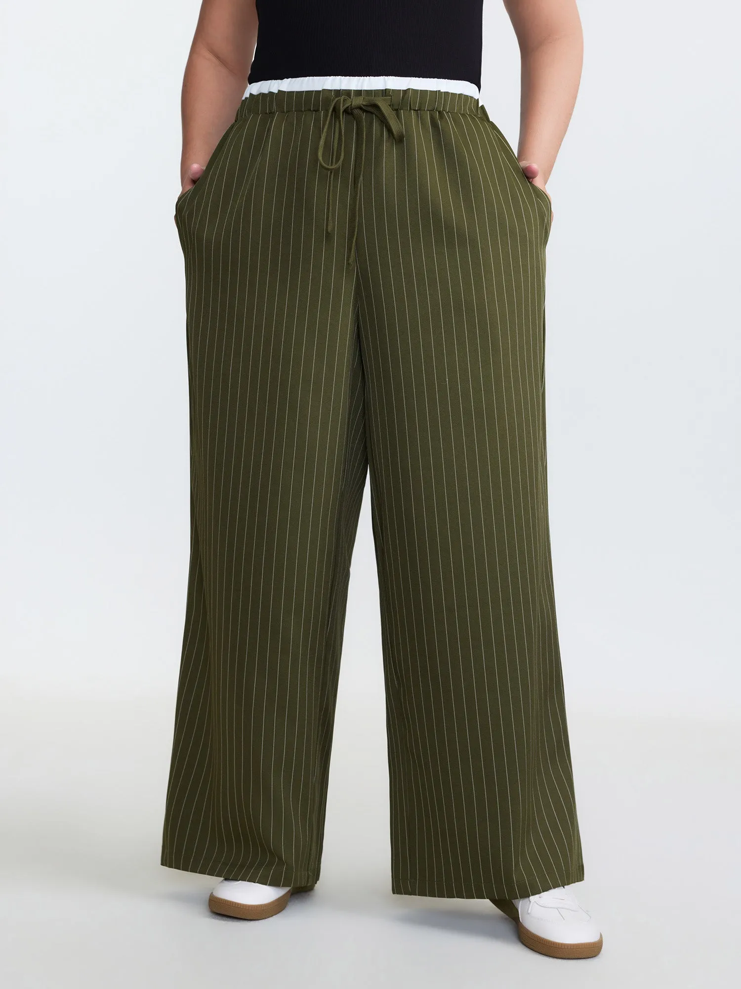 Drawstring Waist Striped Pants sold by Bloomchic